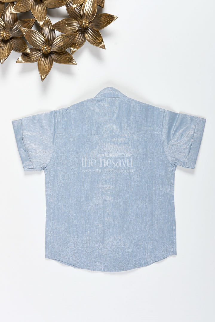 The Nesavu Boys Cotton Shirt Toddler Boys Shirt for Weddings and Temple Ceremonies Nesavu Nesavu Toddler Boys Sky Blue Ethnic Shirt Traditional Wear Pintuck Detailing
