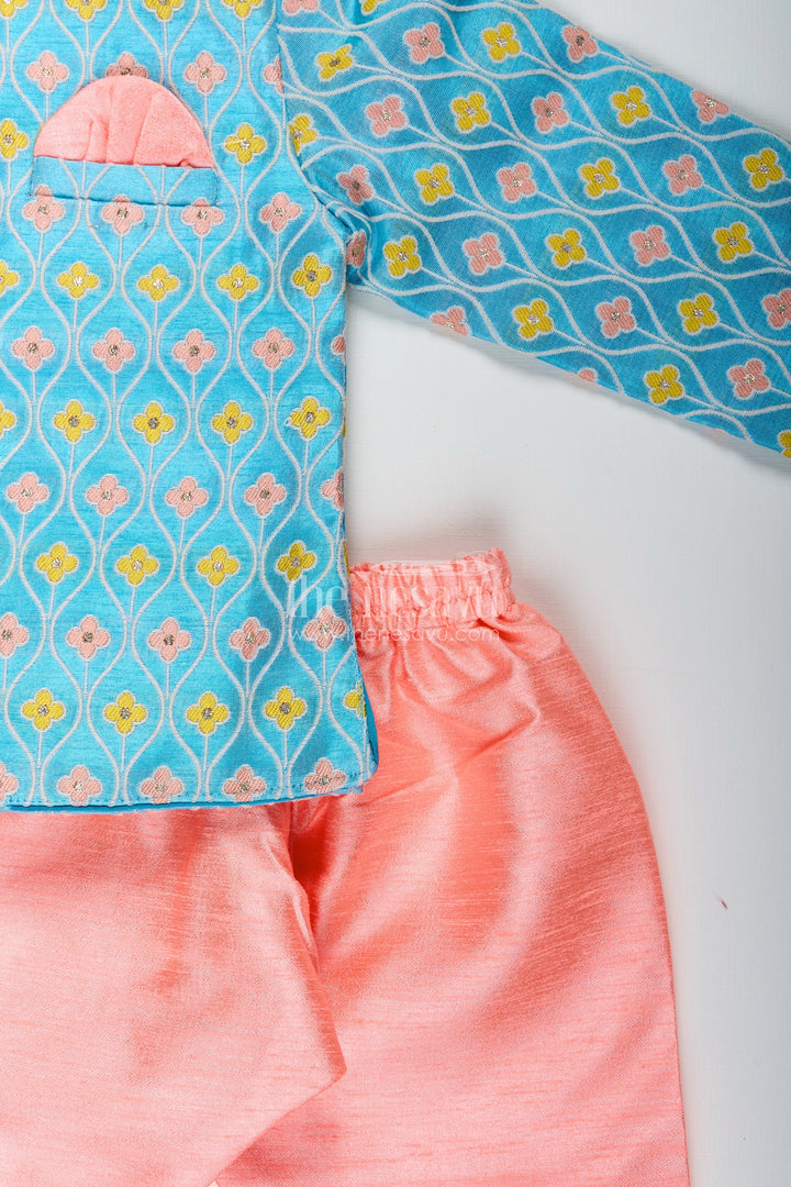 The Nesavu Boys Dothi Set Toddler Boys Silk Blend Dothi Set for Weddings and Festive Occasions Nesavu Nesavu toddler boys silk blend dothi set jacket churidar festive weddings