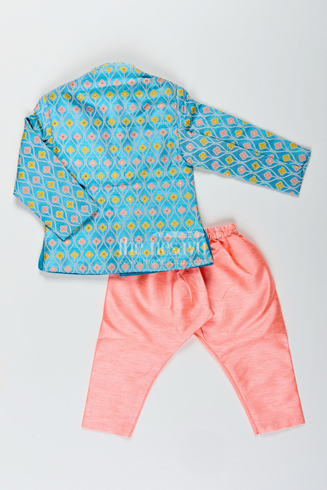 The Nesavu Boys Dothi Set Toddler Boys Silk Blend Dothi Set for Weddings and Festive Occasions Nesavu Nesavu toddler boys silk blend dothi set jacket churidar festive weddings