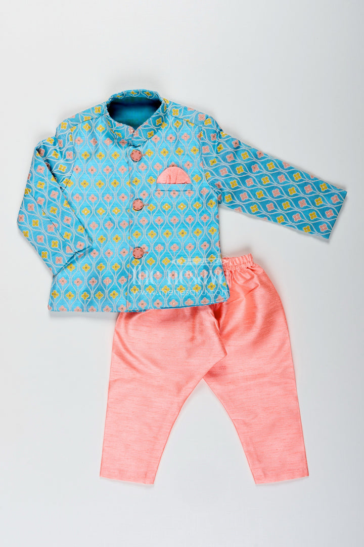 The Nesavu Boys Dothi Set Toddler Boys Silk Blend Dothi Set for Weddings and Festive Occasions Nesavu Nesavu toddler boys silk blend dothi set jacket churidar festive weddings