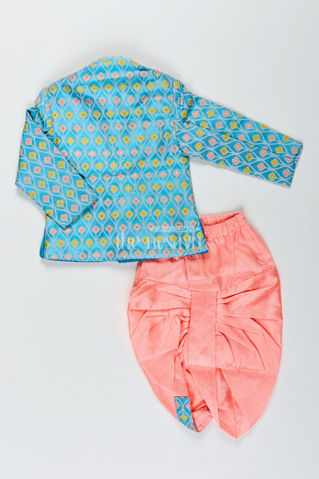 The Nesavu Boys Dothi Set Toddler Boys Silk Blend Dothi Set for Weddings and Festive Occasions Nesavu Nesavu toddler boys silk blend dothi set jacket churidar festive weddings