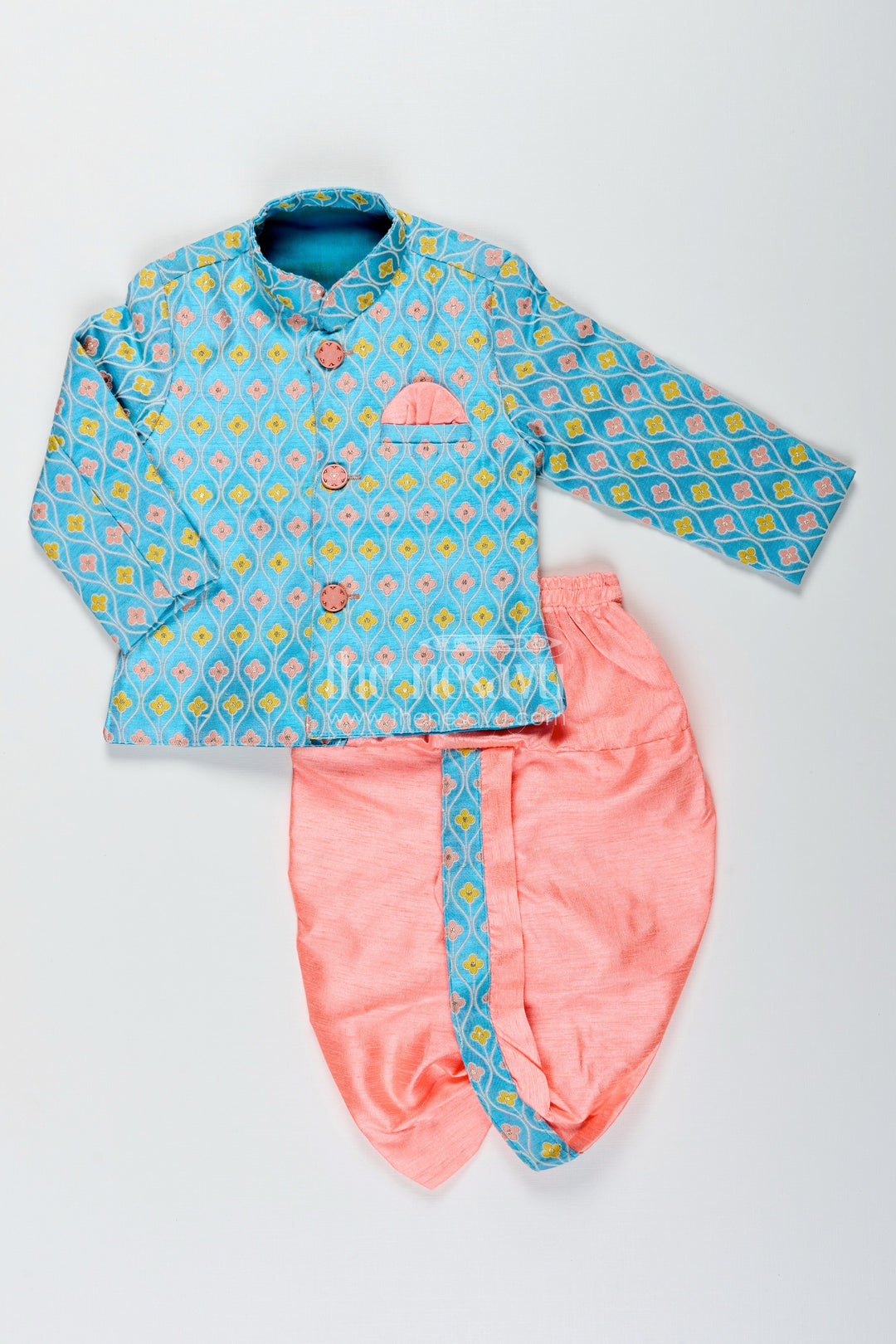 The Nesavu Boys Dothi Set Toddler Boys Silk Blend Dothi Set for Weddings and Festive Occasions Nesavu Nesavu toddler boys silk blend dothi set jacket churidar festive weddings