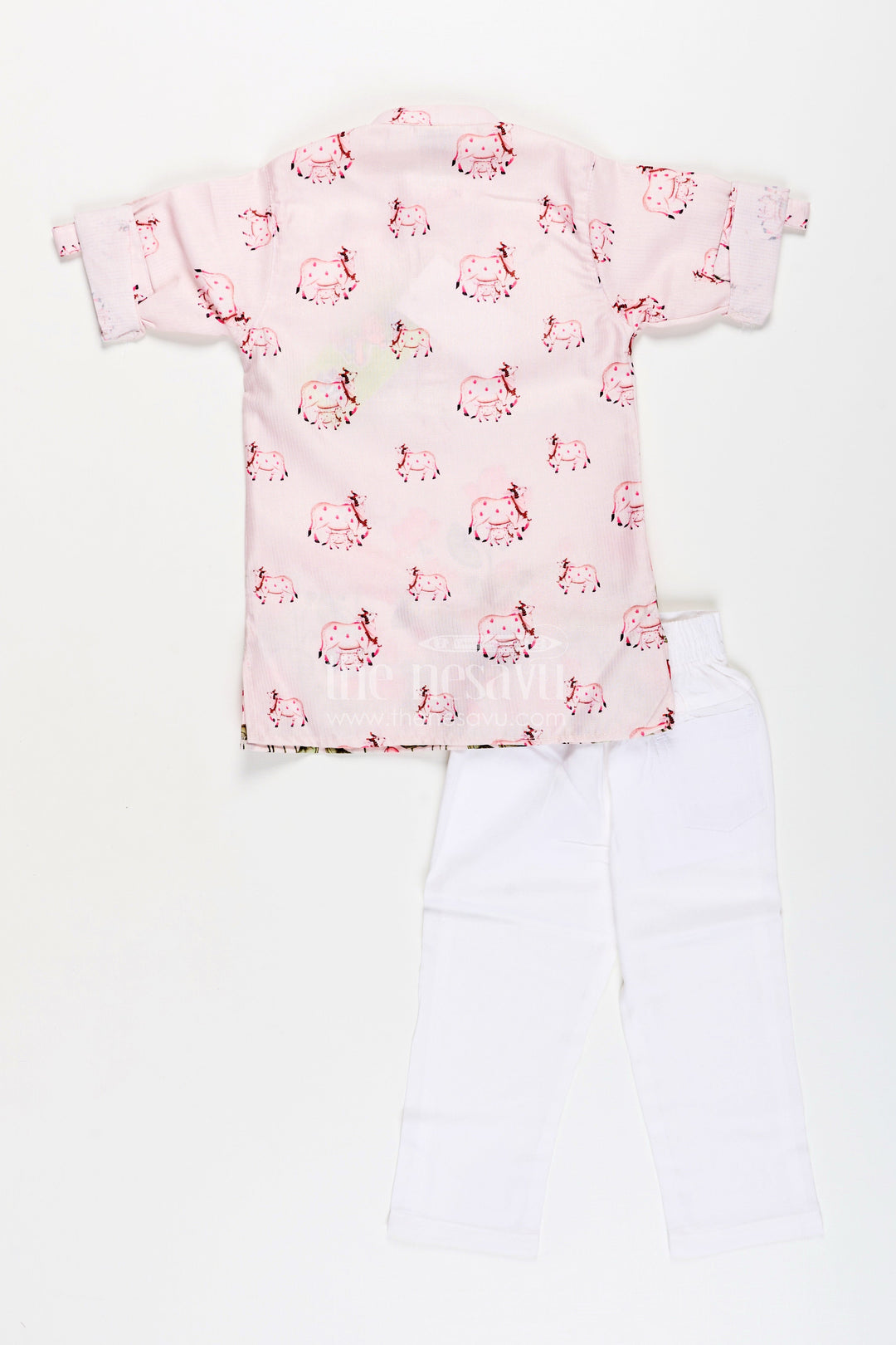 The Nesavu Boys Kurtha Set Toddler Boys Silk Blend Kurta and Pants Set with Digital Print Nesavu Nesavu toddler boys silk blend kurta and pants set with elephant and floral print
