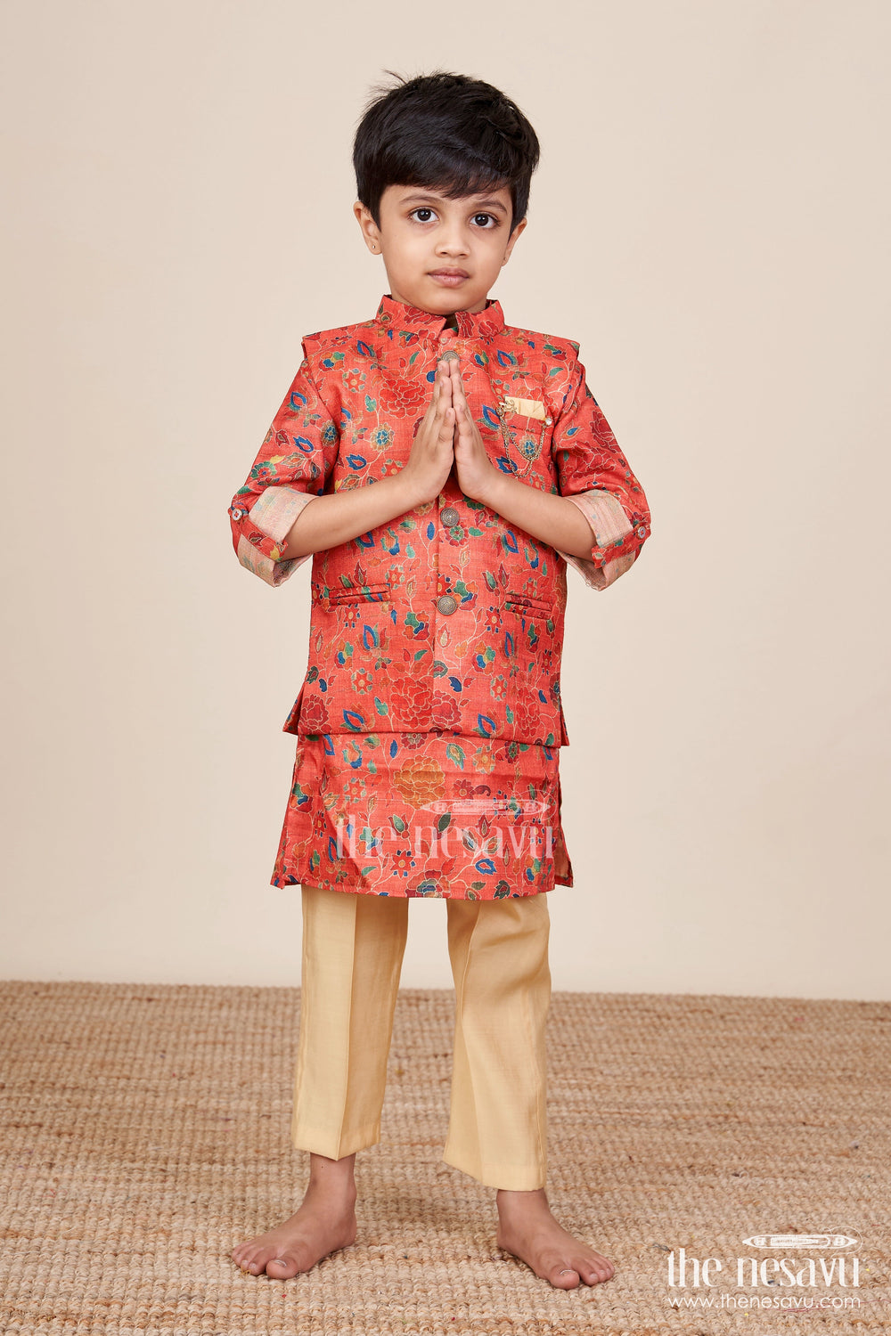 The Nesavu Boys Kurtha Set Toddler Boys Silk Blend Kurta Set for Weddings and Special Occasions Nesavu Nesavu toddler boys silk blend kurta set weddings ethnic functions traditional family events