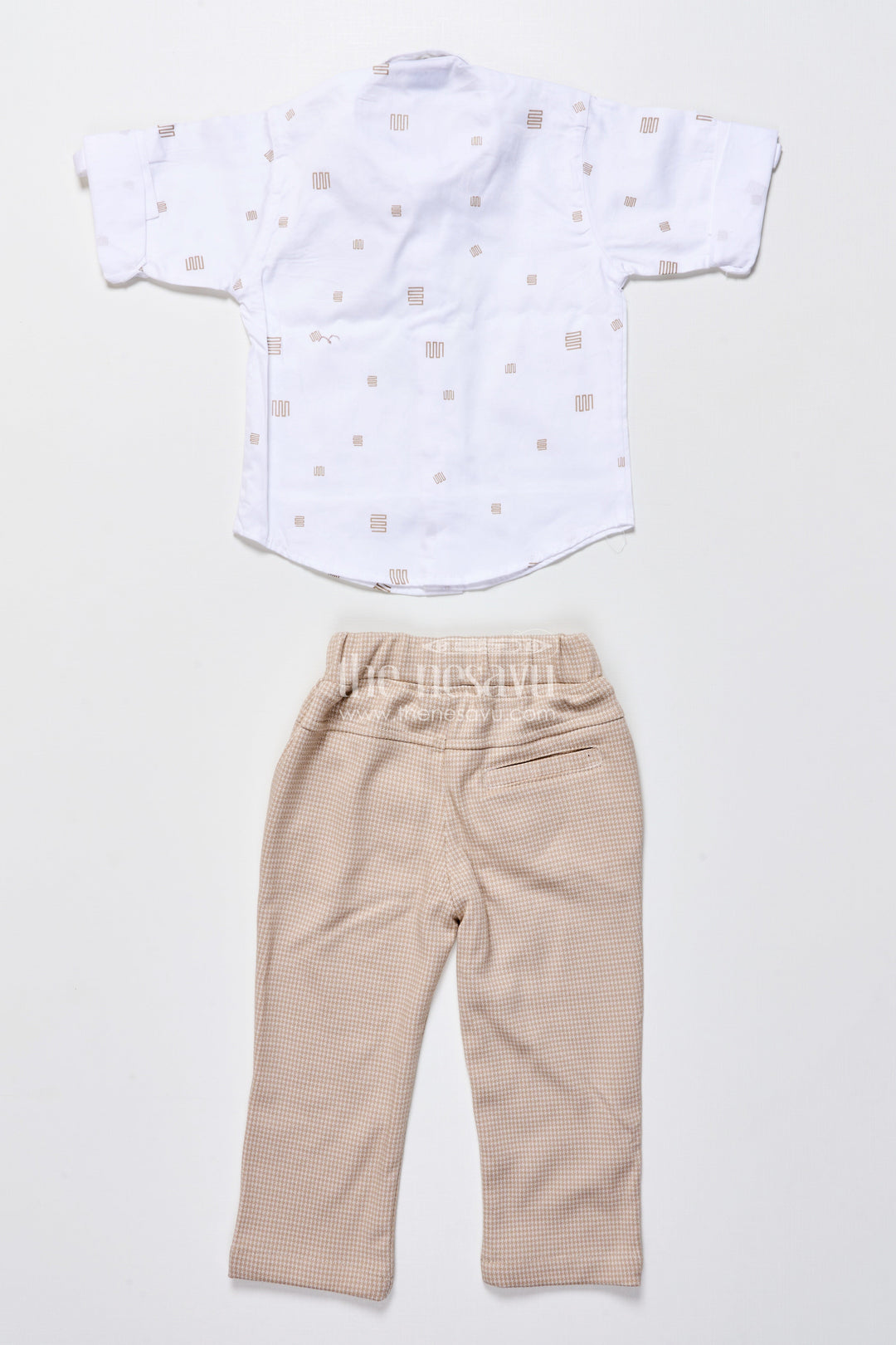 The Nesavu Boys Casual Set Toddler Boys Smart Cotton Outfit Set with Waistcoat and Bow Tie Nesavu Nesavu toddler boys party outfit cotton shirt waistcoat bow tie weddings celebrations