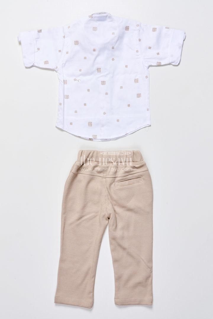 The Nesavu Boys Casual Set Toddler Boys Smart Cotton Outfit Set with Waistcoat and Bow Tie Nesavu Nesavu toddler boys party outfit cotton shirt waistcoat bow tie weddings celebrations