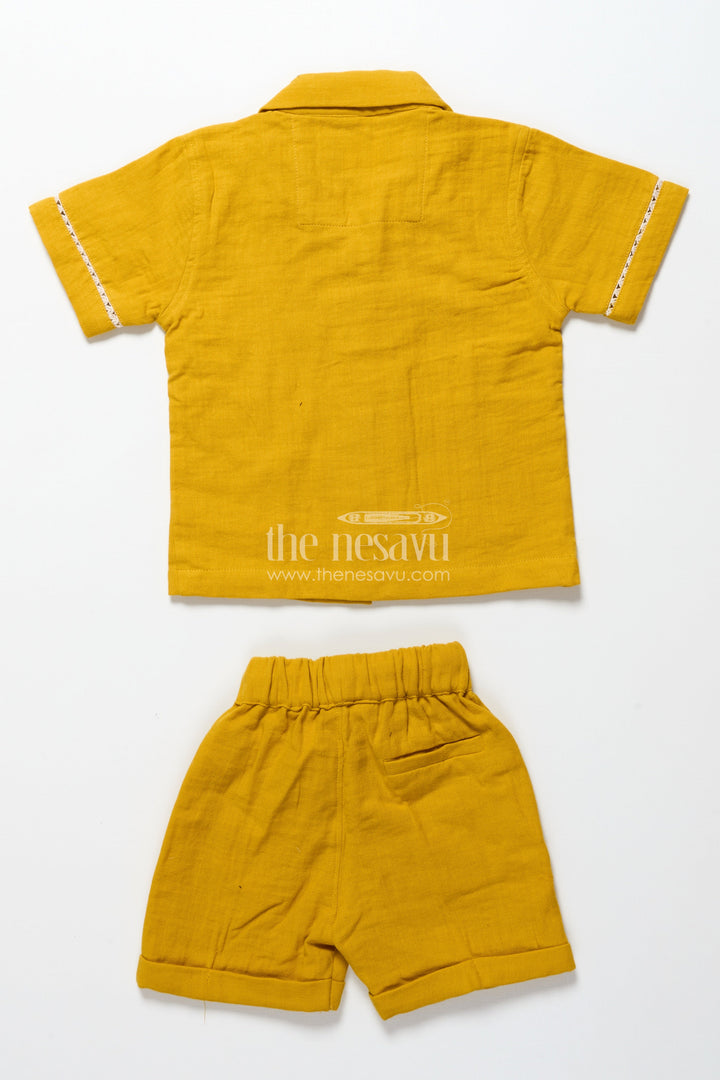 The Nesavu Boys Casual Set Toddler Boys Soft Muslin Set for Playdates and Daily Wear Nesavu Nesavu toddler boys muslin cotton set everyday use playdates warm weather comfort
