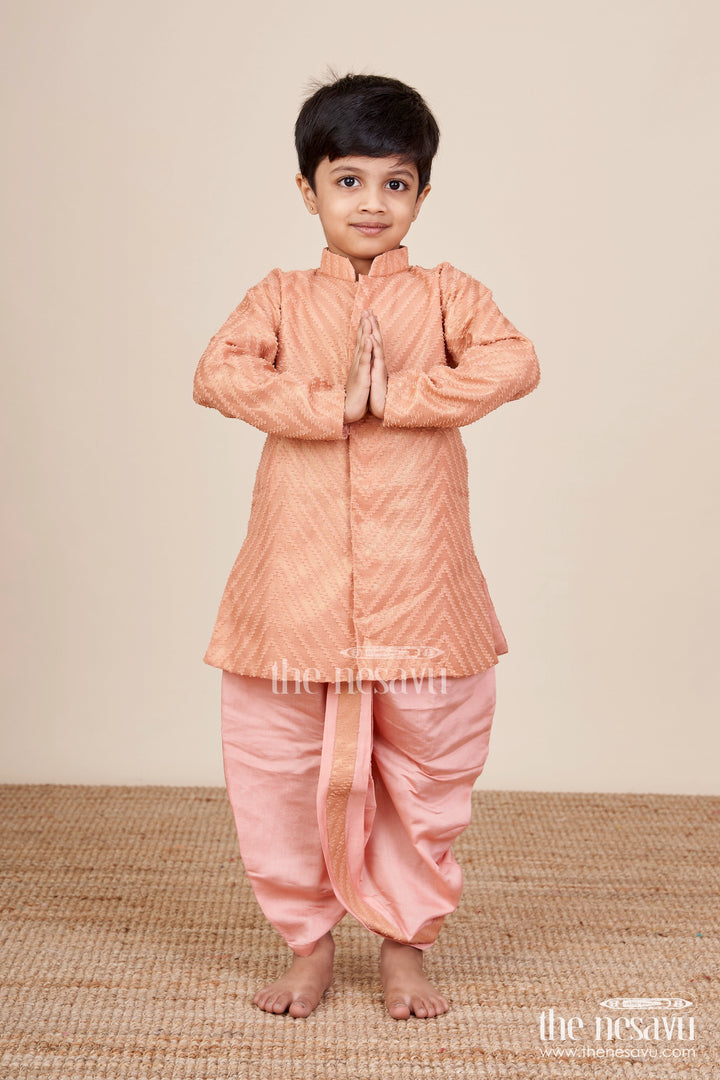 The Nesavu Boys Dothi Set Toddler Boys Traditional Dothi Set for Ethnic Celebrations Nesavu Nesavu toddler boys ethnic dothi set silk blend  perfect traditional functions festive rituals
