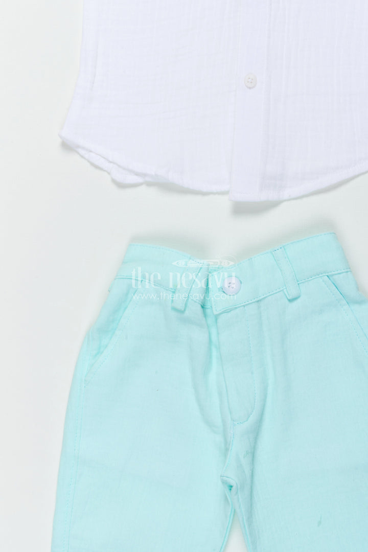 The Nesavu Boys Casual Set Toddler Boys Waistcoat Set for Birthday Parties and Family Celebrations Nesavu Nesavu toddler boys muslin cotton waistcoat set with bow tie for birthdays and formal events