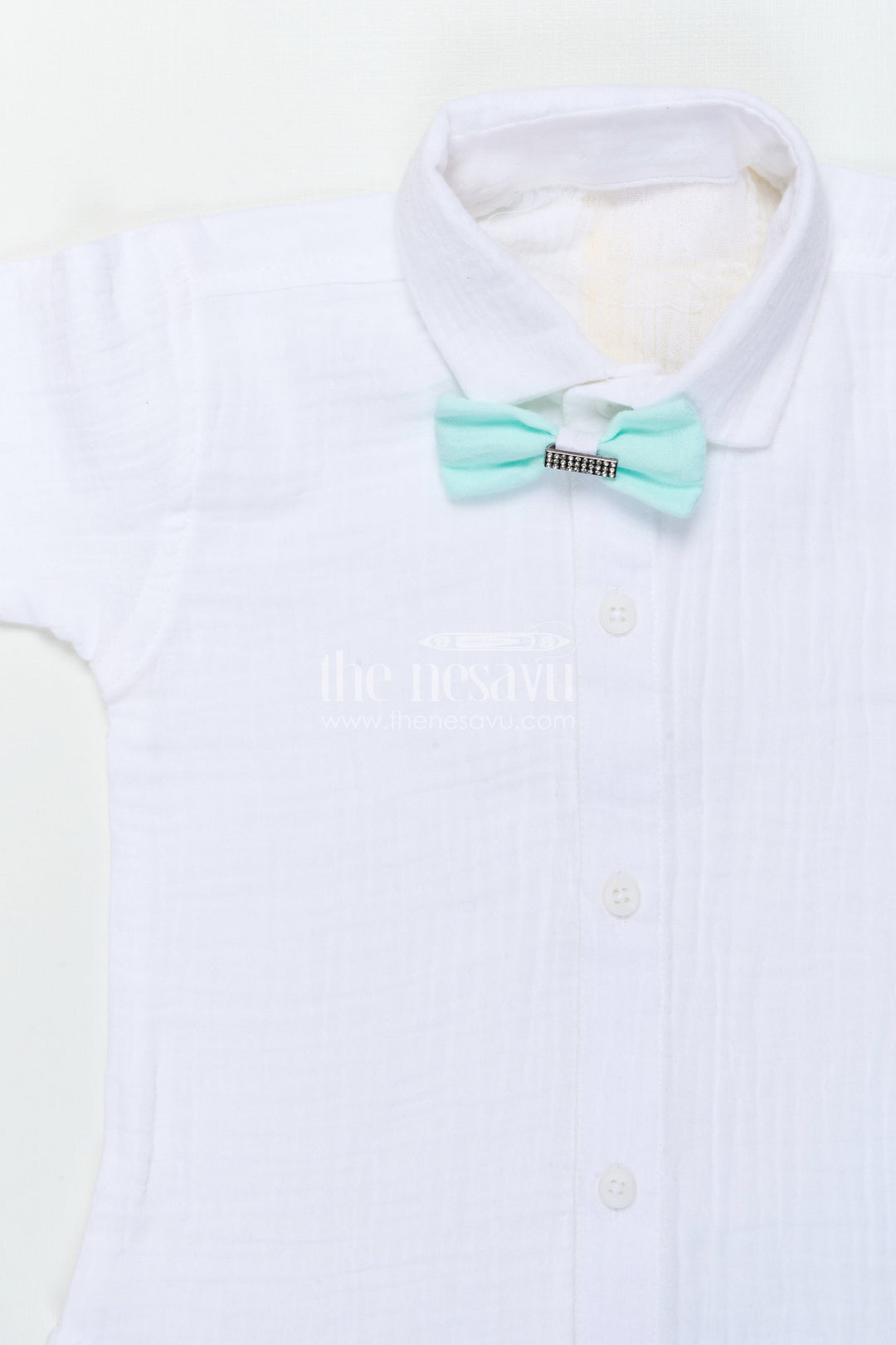 The Nesavu Boys Casual Set Toddler Boys Waistcoat Set for Birthday Parties and Family Celebrations Nesavu Nesavu toddler boys muslin cotton waistcoat set with bow tie for birthdays and formal events