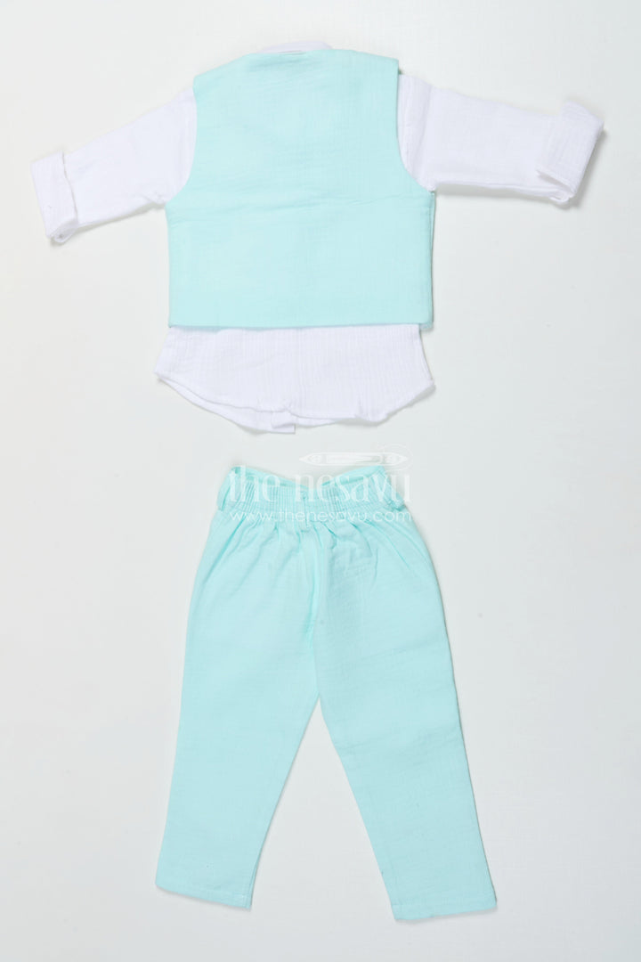 The Nesavu Boys Casual Set Toddler Boys Waistcoat Set for Birthday Parties and Family Celebrations Nesavu Nesavu toddler boys muslin cotton waistcoat set with bow tie for birthdays and formal events
