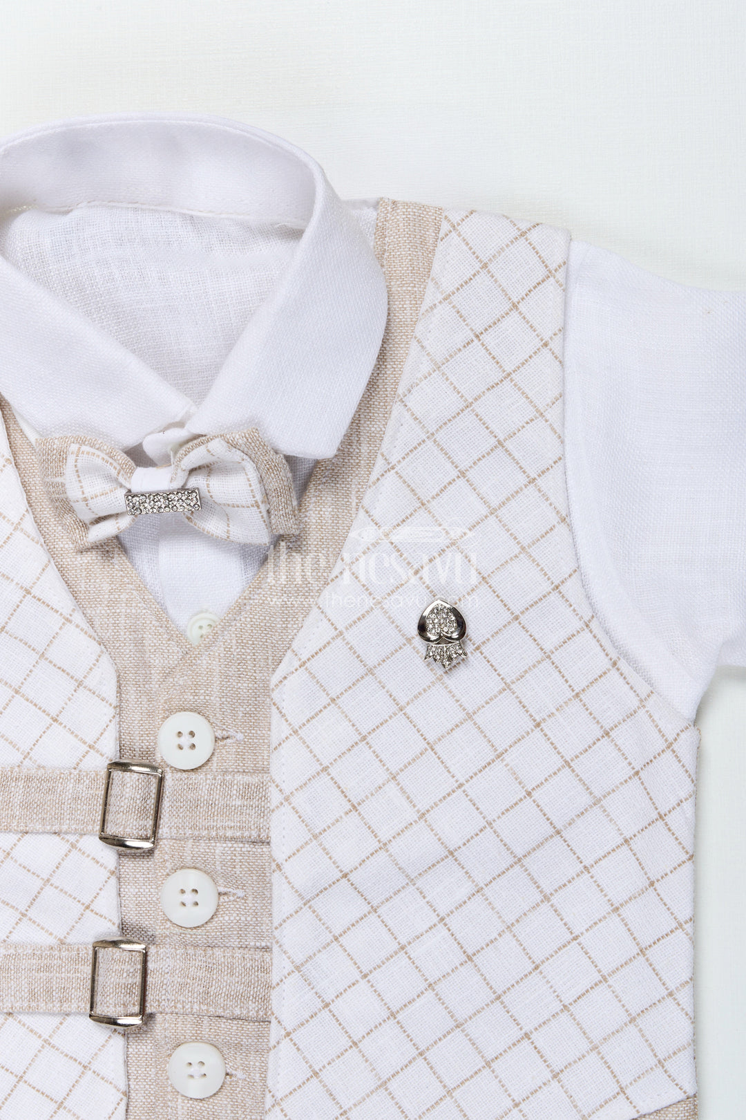 The Nesavu Boys Casual Set Toddler Boys Waistcoat Set for Birthdays and Special Occasions Nesavu Nesavu toddler boys waistcoat set in cotton for birthday parties and formal celebrations