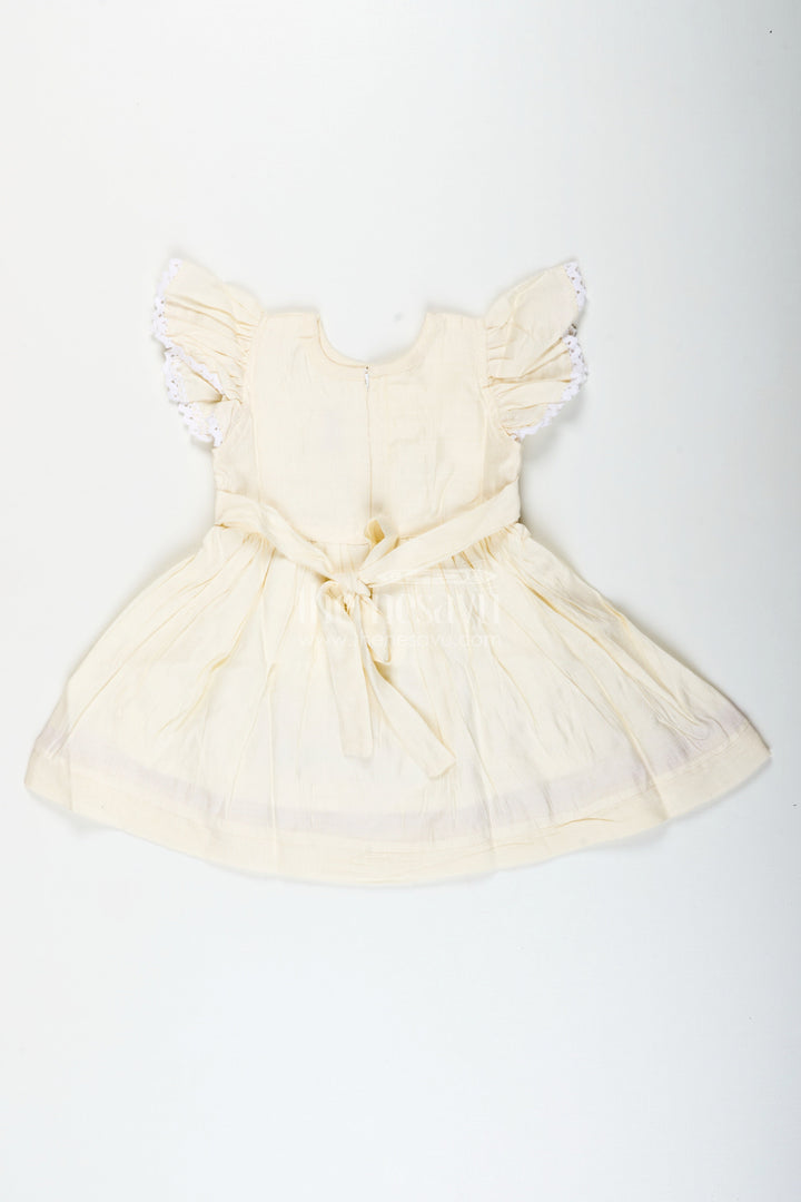 The Nesavu Girls Cotton Frock Toddler Girl Chanderi Cotton Frock with Embroidery for Ethnic Occasions Nesavu Nesavu toddler girl embroidered cotton frock ethnic wear naming ceremonies family functions