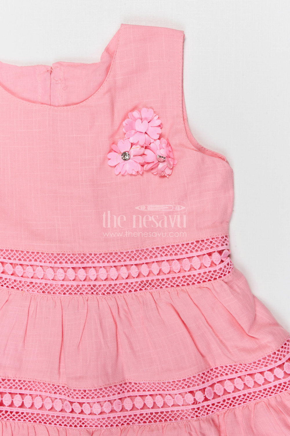 The Nesavu Girls Cotton Frock Toddler Girl Cotton Frock for Birthdays and Family Outings Nesavu Nesavu toddler girl cotton frock for birthday parties and special occasions with layered ruffle design