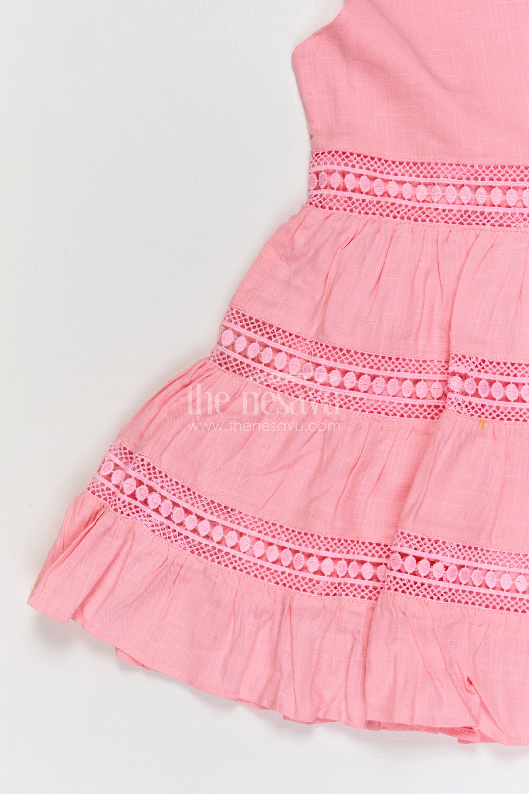 The Nesavu Girls Cotton Frock Toddler Girl Cotton Frock for Birthdays and Family Outings Nesavu Nesavu toddler girl cotton frock for birthday parties and special occasions with layered ruffle design