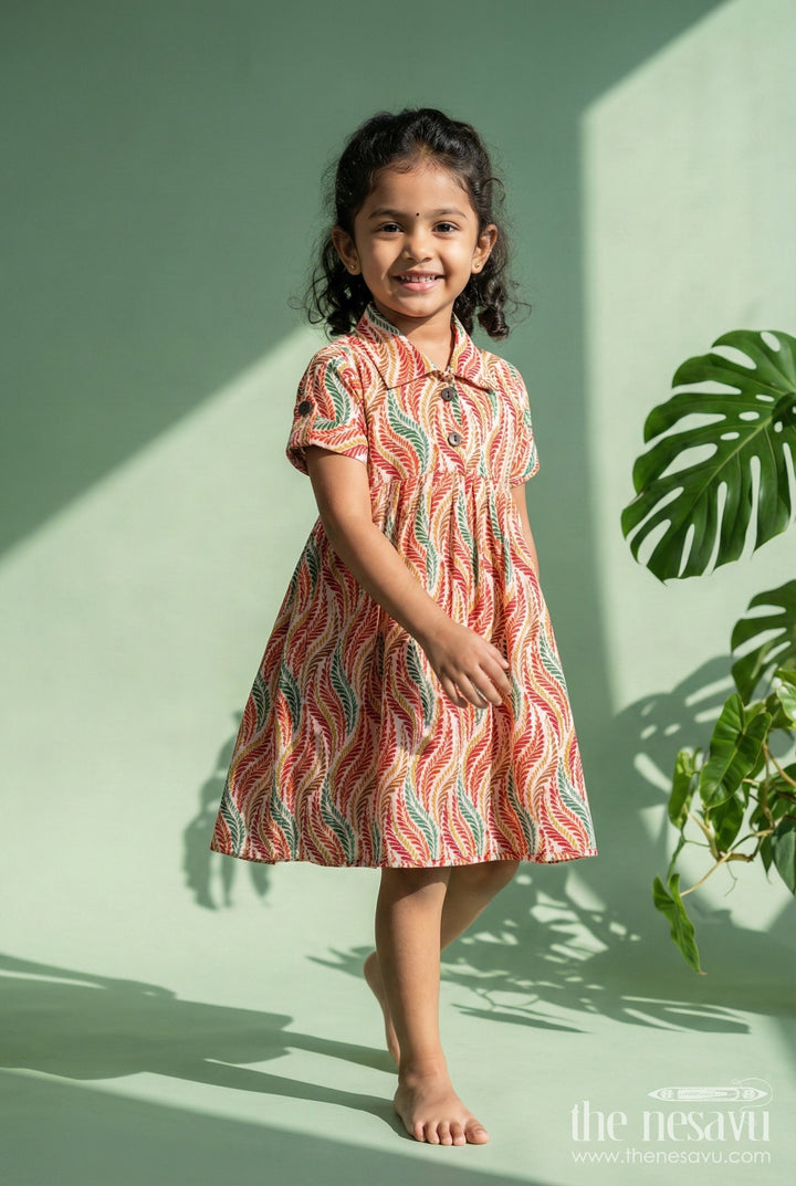 The Nesavu Girls Cotton Frock Toddler Girl Cotton Frock for Casual Summer Wear and Travel Days Nesavu 16 (1Y) / Multicolor GFC2061A-16 Nesavu multicolor cotton frock for toddler girls – lightweight and comfy for summer outings