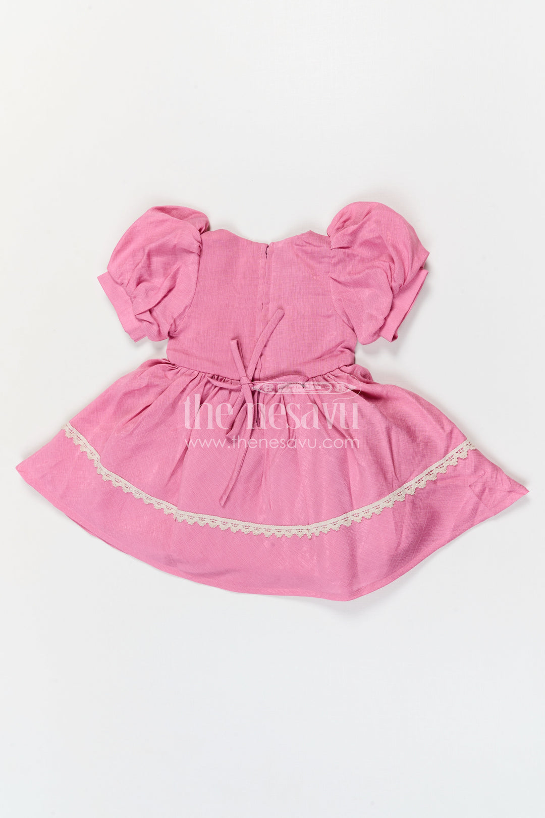 The Nesavu Girls Cotton Frock Toddler Girl Cotton Frock for Outings and Family Gatherings Nesavu Nesavu toddler girl cotton frock for outings and family gatherings with floral thread embroidery