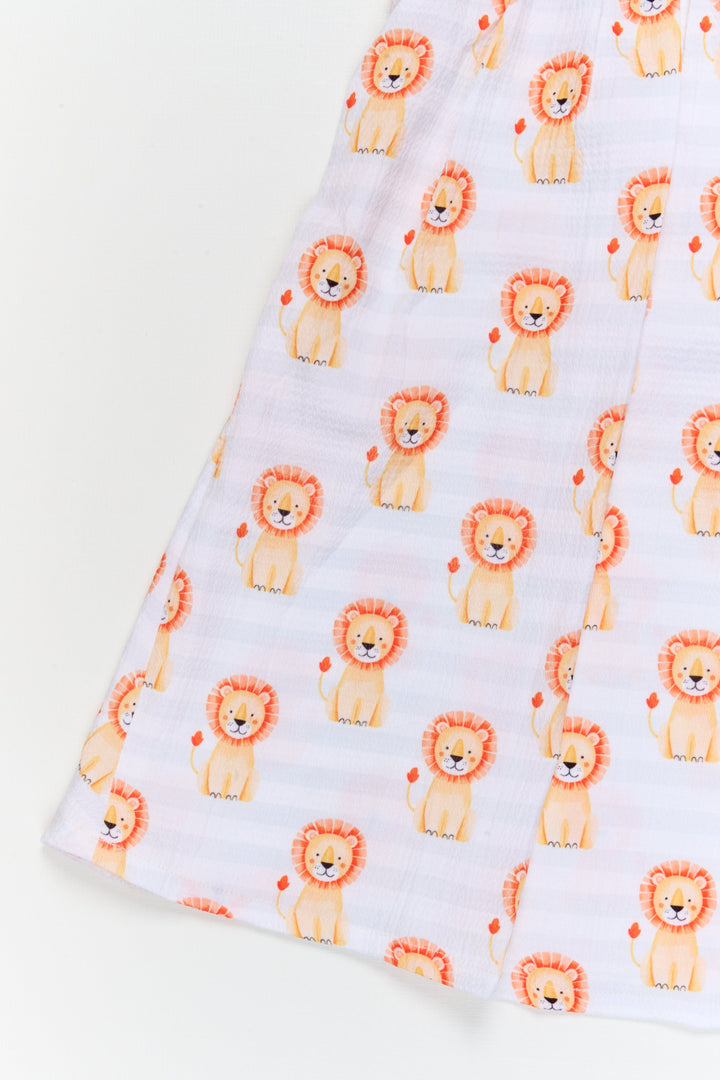 The Nesavu Girls Cotton Frock Toddler Girl Cotton Frock with Jungle Animal Print for Everyday Fun Nesavu Nesavu toddler girl cotton frock with jungle animal print for daycare and daily comfort