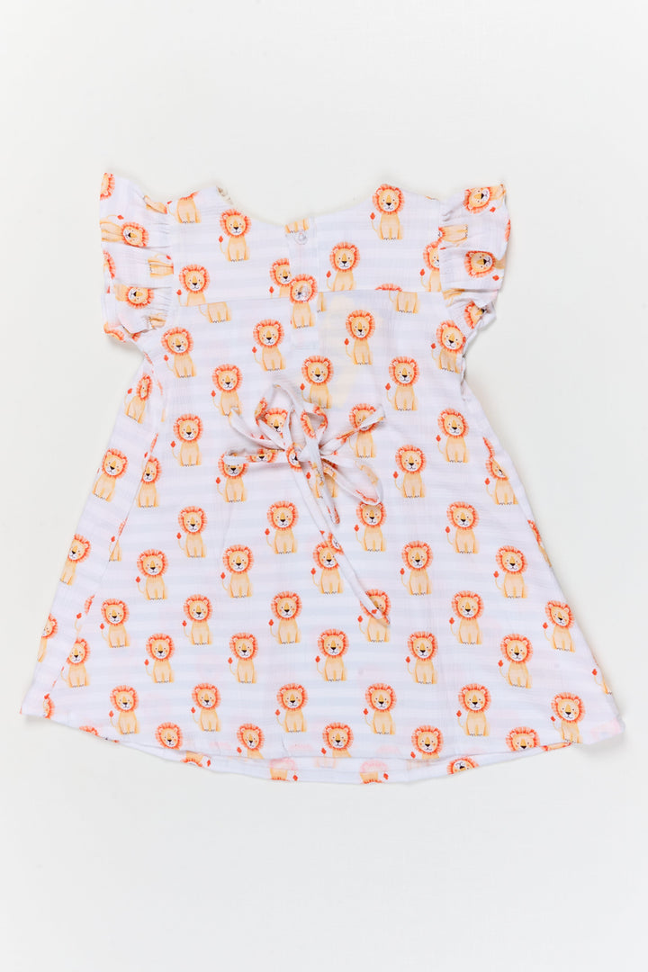 The Nesavu Girls Cotton Frock Toddler Girl Cotton Frock with Jungle Animal Print for Everyday Fun Nesavu Nesavu toddler girl cotton frock with jungle animal print for daycare and daily comfort