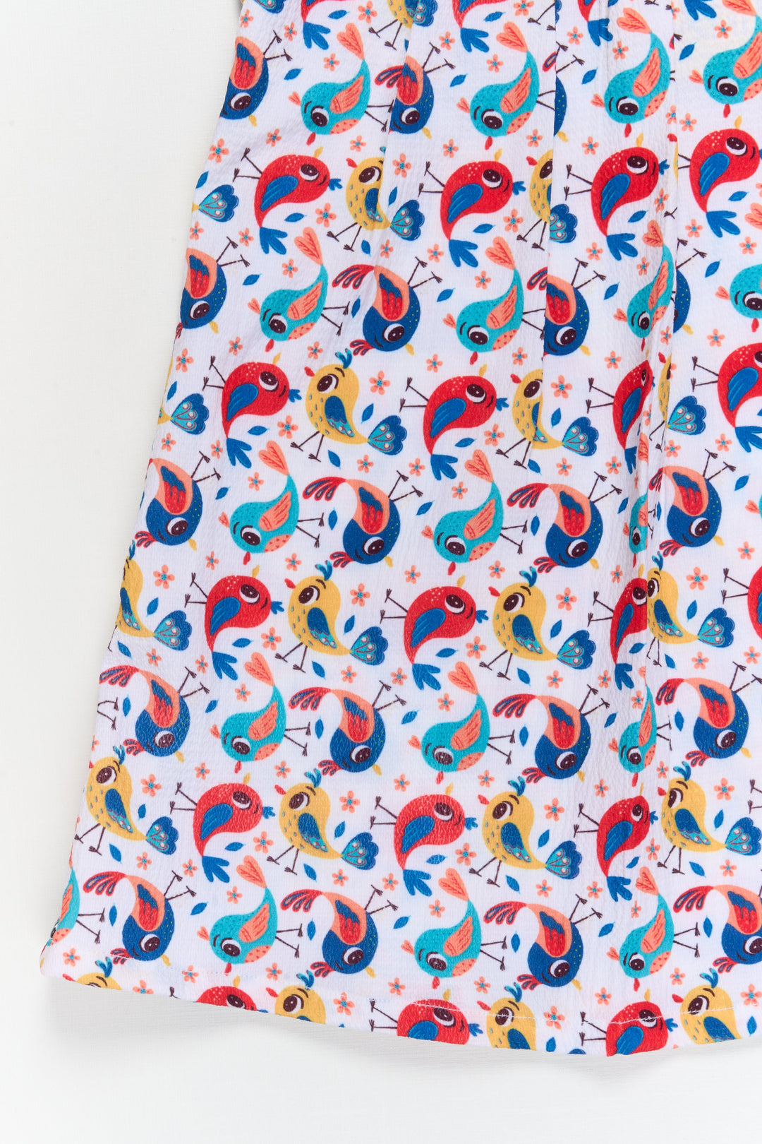 The Nesavu Girls Cotton Frock Toddler Girl Cotton Frock with Parrot Print for Summer Outings Nesavu Nesavu toddler girl cotton frock with playful parrot print for summer and travel wear