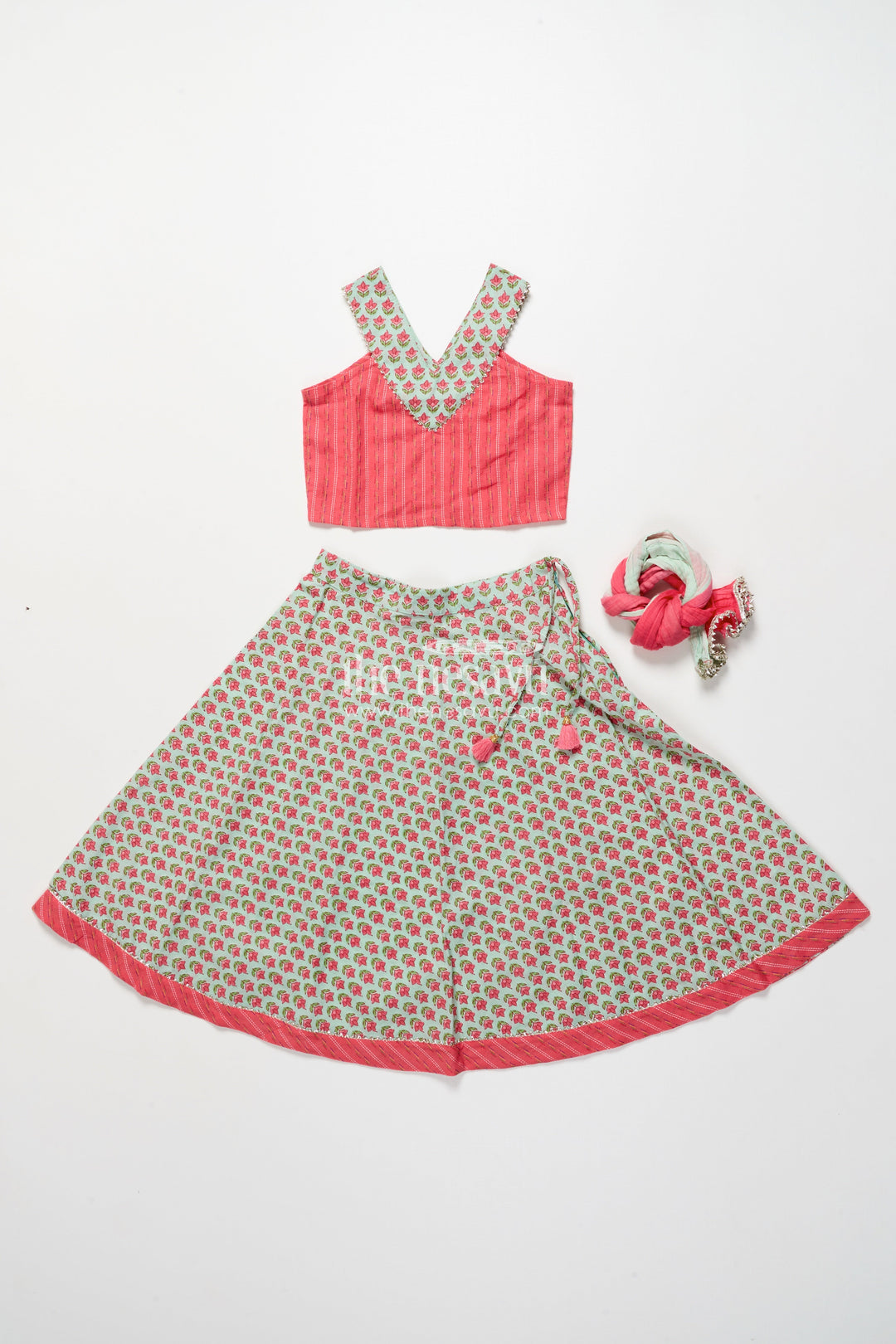 The Nesavu Girls Lehenga Choli Toddler Girl Cotton Lehenga Set for Casual Celebrations and Ethnic School Days Nesavu Nesavu toddler girl cotton lehenga choli floral print ethnic day casual celebrations