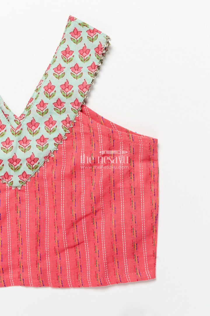 The Nesavu Girls Lehenga Choli Toddler Girl Cotton Lehenga Set for Casual Celebrations and Ethnic School Days Nesavu Nesavu toddler girl cotton lehenga choli floral print ethnic day casual celebrations