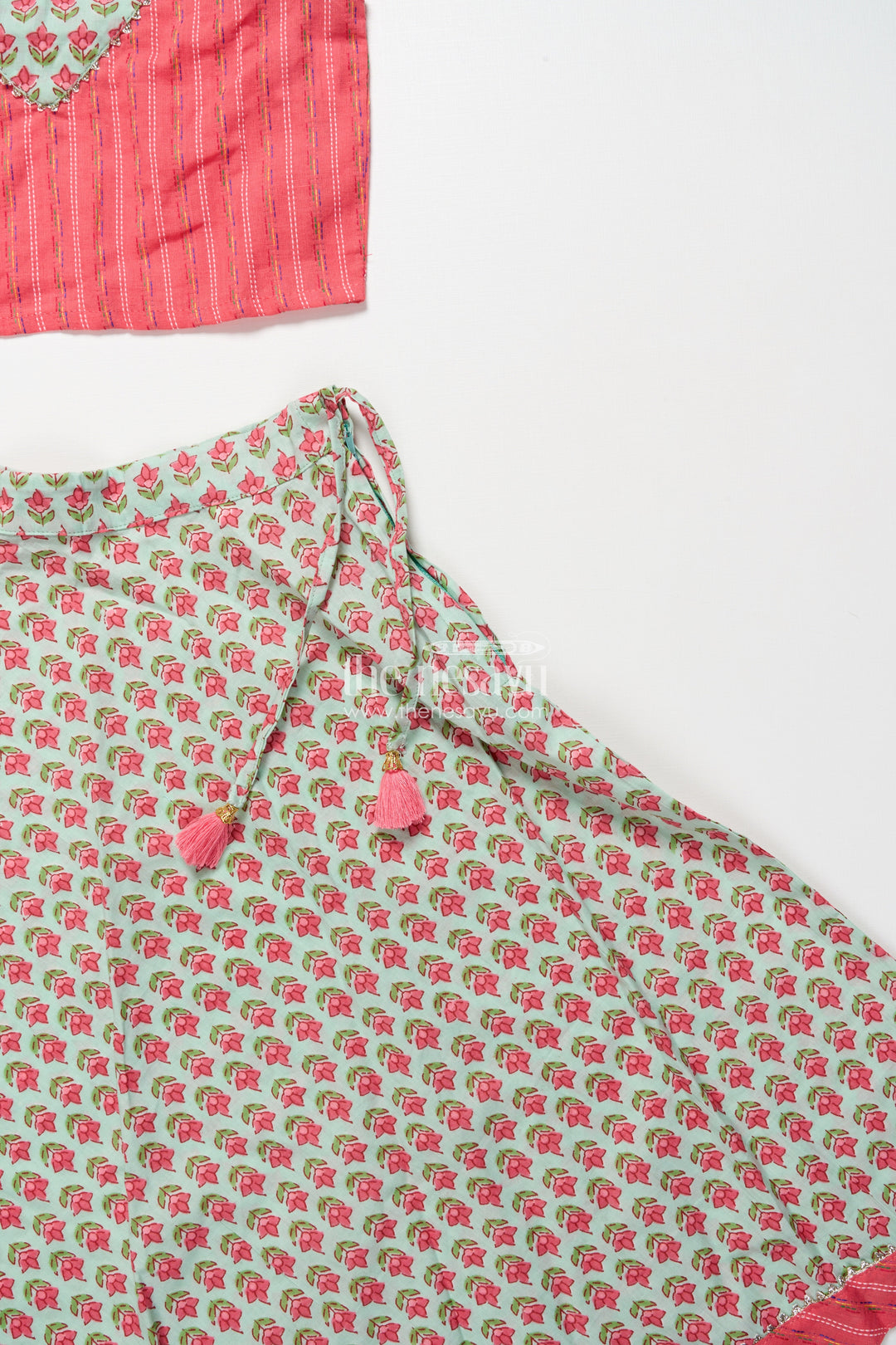 The Nesavu Girls Lehenga Choli Toddler Girl Cotton Lehenga Set for Casual Celebrations and Ethnic School Days Nesavu Nesavu toddler girl cotton lehenga choli floral print ethnic day casual celebrations