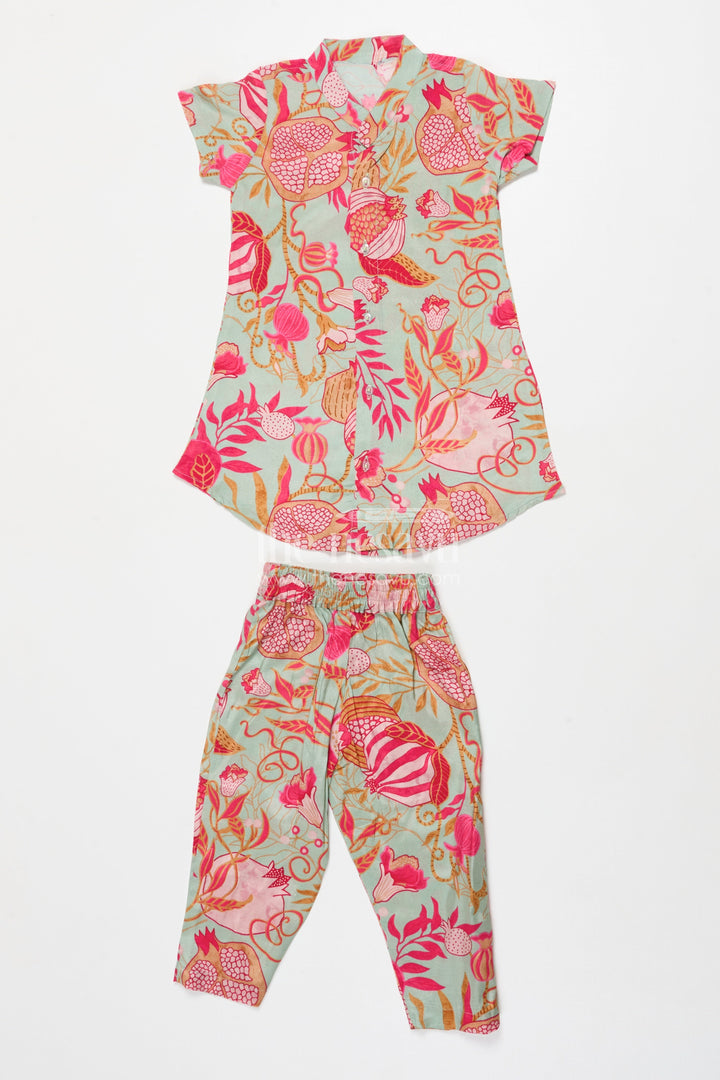 The Nesavu Girls Co-Ord Sets Toddler Girl Crepe Co-ord Set with Digital Print for Cultural Wear Nesavu 16 (1Y) / Multicolor GPS919A-16 Nesavu toddler girl crepe co-ord set with floral digital print for casual festive styling