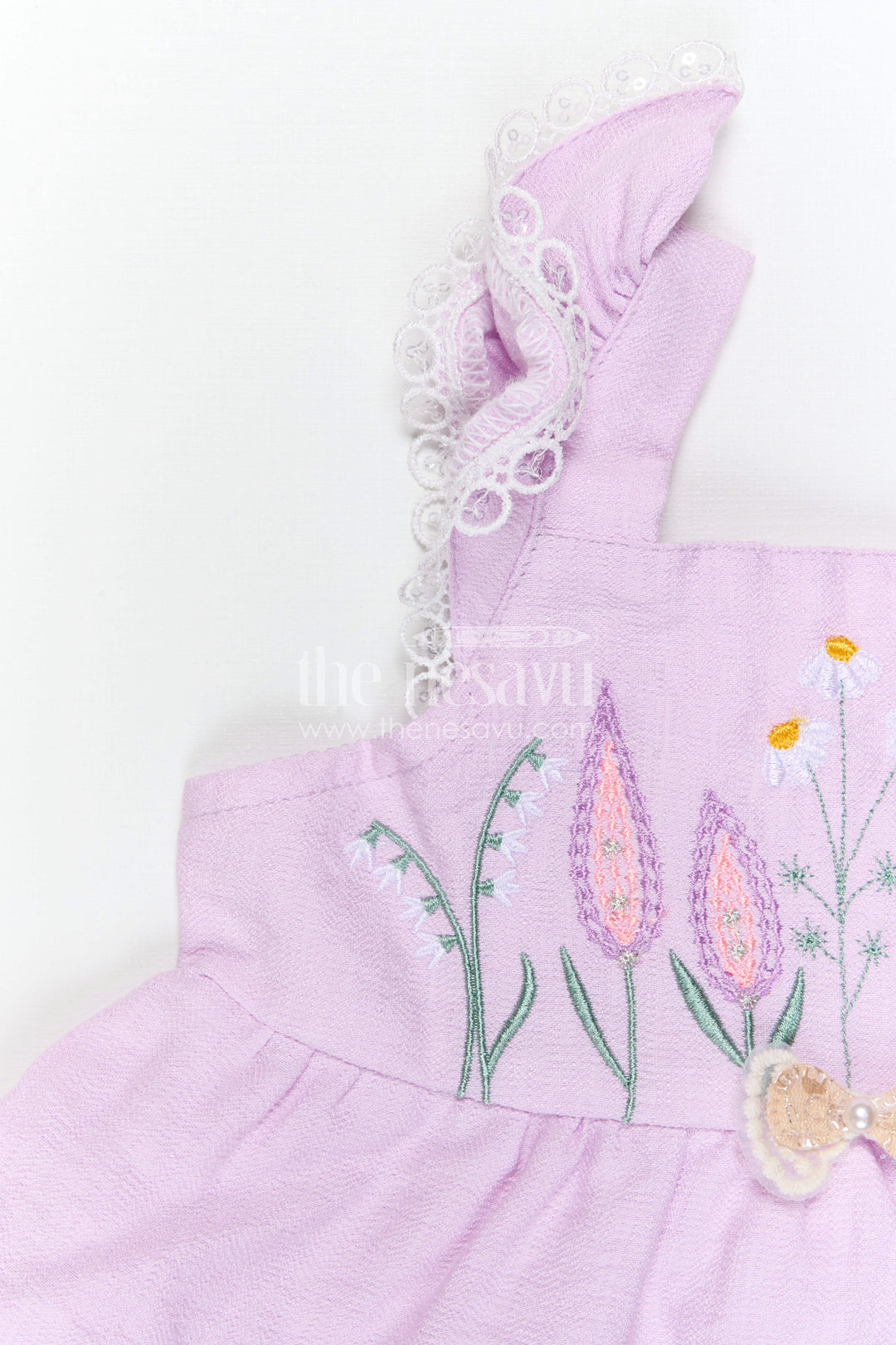 The Nesavu Baby Frocks Toddler Girl Dress for Celebrations and Stylish Day Outings Nesavu Nesavu Toddler Girl Dress For Celebrations And Outings With Cotton Blend Fabric And Elegant Thread Embroidery