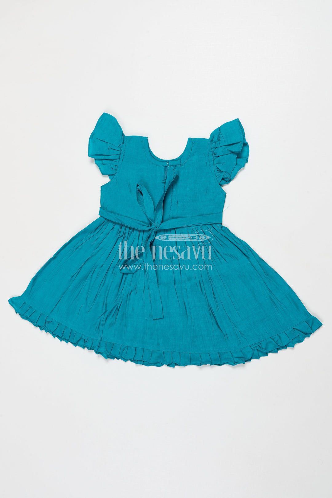 The Nesavu Girls Chanderi Frock Toddler Girl Ethnic Frock for Festive Gatherings and School Events Nesavu Nesavu toddler girl frock in Chanderi cotton with embroidery for festive and ethnic school events