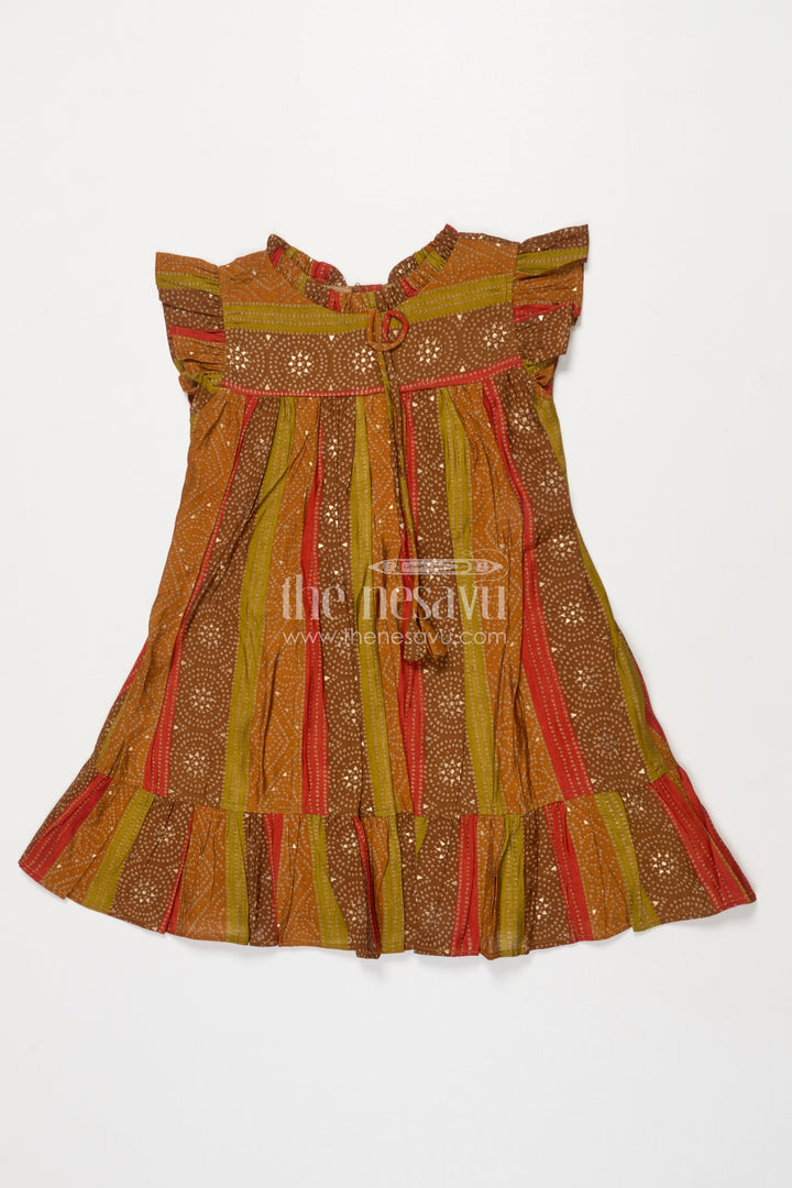 The Nesavu Girls Cotton Frock Toddler Girl Ethnic Frock for School Functions and Festive Days Nesavu 18 (2Y) / Yellow GFC2025A-18 Nesavu ethnic toddler girl frock in modal silk for school ethnic day and casual festive events