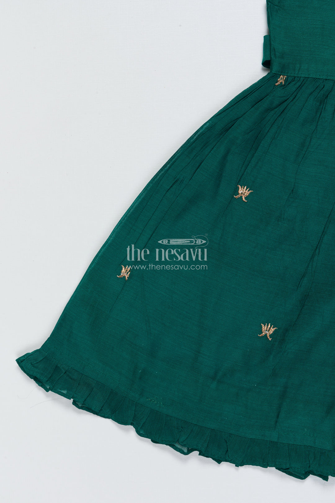 The Nesavu Girls Chanderi Frock Toddler Girl Ethnic Frock with Horse Embroidery for Festivals Nesavu Nesavu toddler girl chanderi cotton frock horse embroidery cultural celebrations