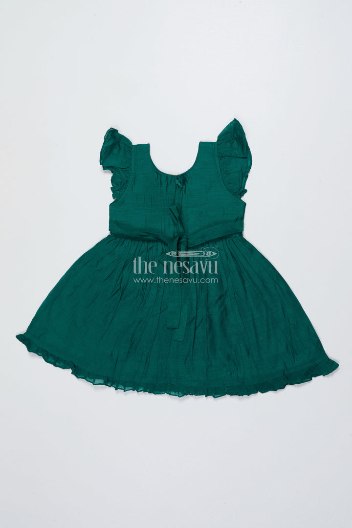 The Nesavu Girls Chanderi Frock Toddler Girl Ethnic Frock with Horse Embroidery for Festivals Nesavu Nesavu toddler girl chanderi cotton frock horse embroidery cultural celebrations