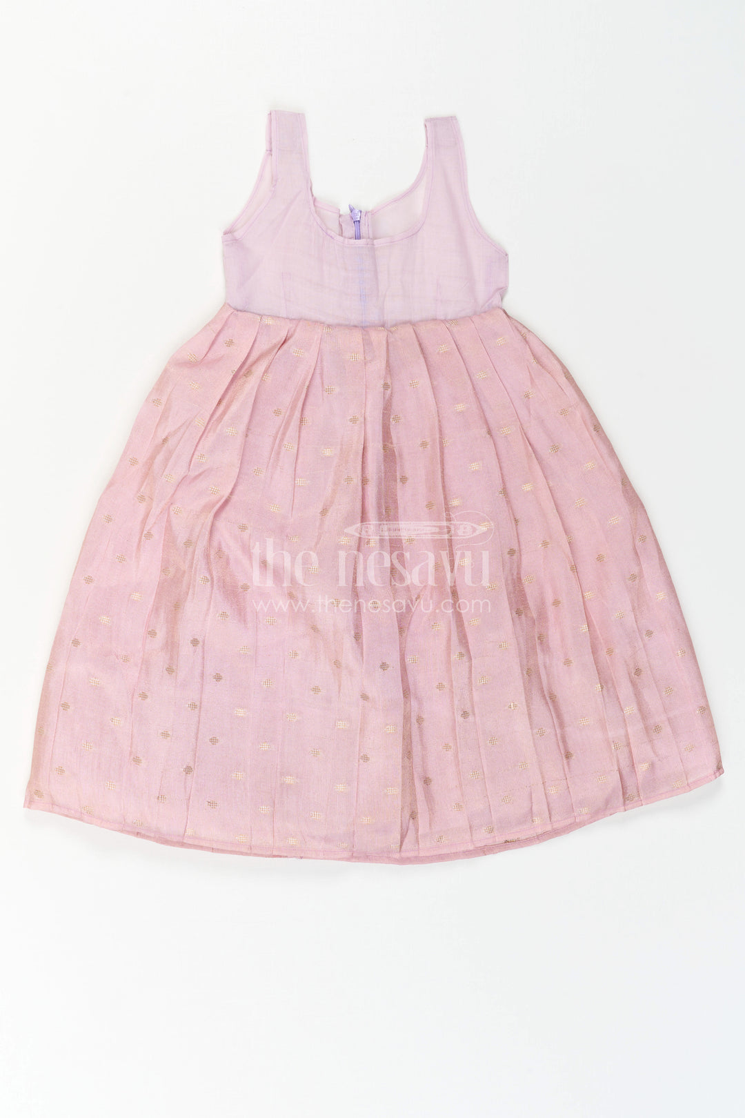 The Nesavu Pattu Pavadai Toddler Girl Ethnic Pavadai Set for Temple Visits and Festive Days Nesavu 18 (2Y) / Orange / Semi Banarasi GPP396B-18 Nesavu Toddler Girl Ethnic Pavadai Set In Semi Banaras Art Silk For Festive Family Occasions