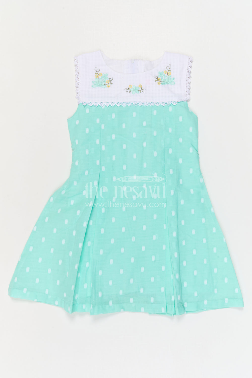 The Nesavu Girls Cotton Frock Toddler Girl Frock for Festive Gatherings and Special Outings Nesavu Nesavu Toddler Girl Cotton Frock For Festive Gatherings And Special Outings With Embroidered Details
