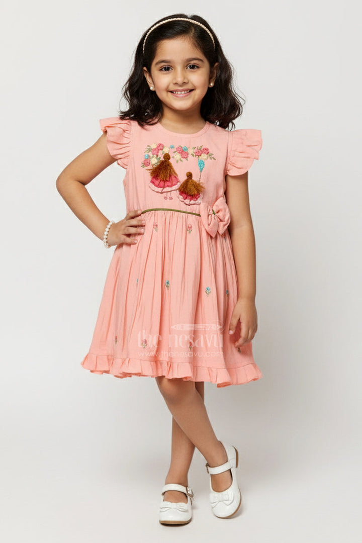 The Nesavu Girls Chanderi Frock Toddler Girl Frock for Wedding Functions and Birthday Parties Nesavu 16 (1Y) / Peach GFC1992A-16 Nesavu toddler girl frock weddings birthday parties festive wear