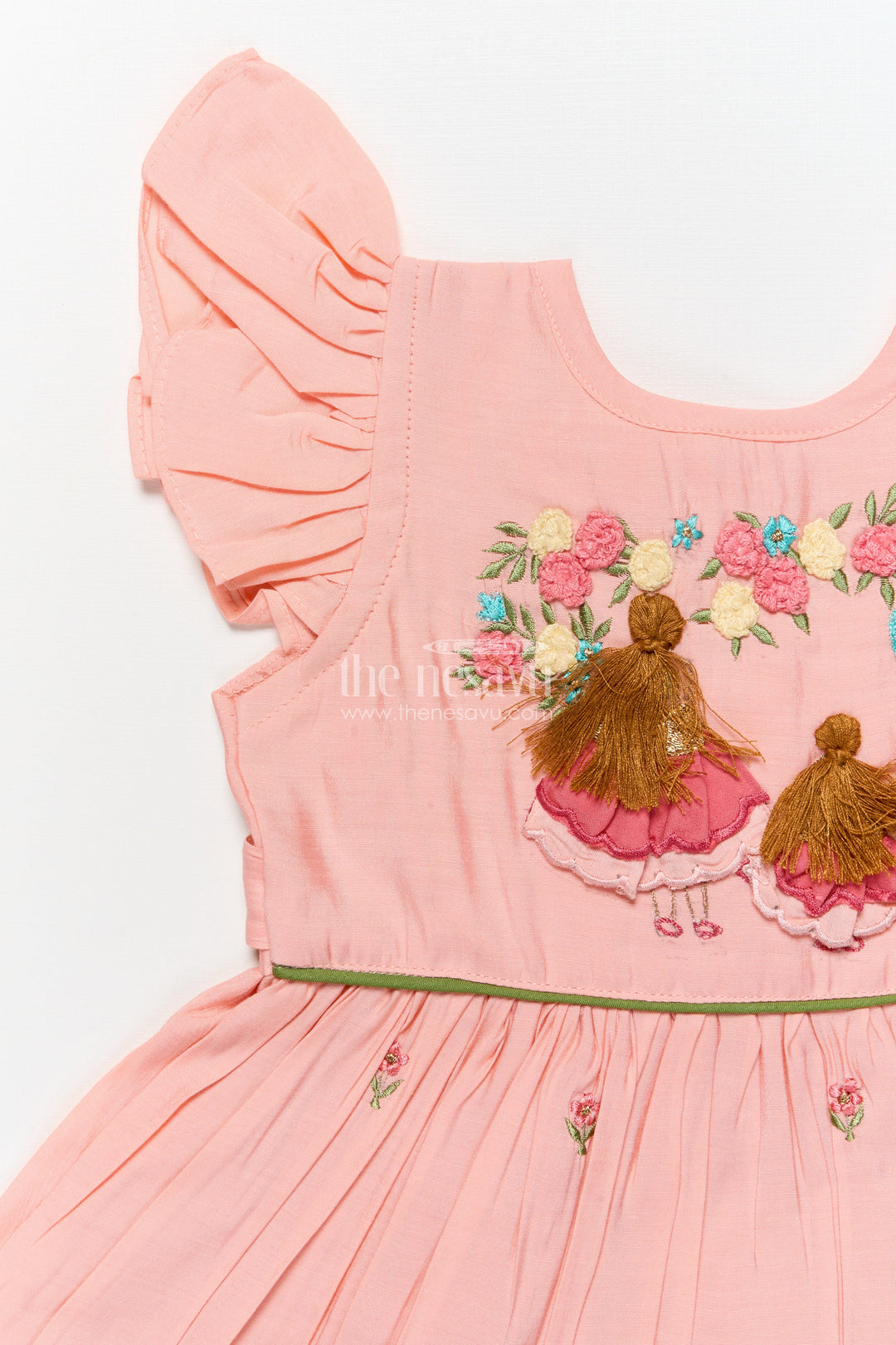 The Nesavu Girls Chanderi Frock Toddler Girl Frock for Wedding Functions and Birthday Parties Nesavu Nesavu toddler girl frock weddings birthday parties festive wear