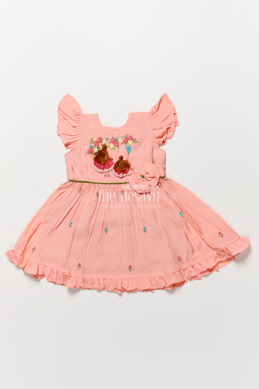 The Nesavu Girls Chanderi Frock Toddler Girl Frock for Wedding Functions and Birthday Parties Nesavu Nesavu toddler girl frock weddings birthday parties festive wear