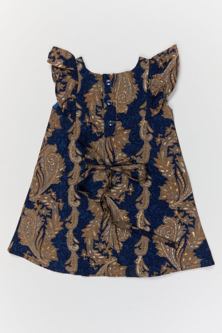 The Nesavu Girls Chanderi Frock Toddler Girl Frock for Weddings and Ethnic Day Celebrations Nesavu Nesavu toddler girl Chanderi frock with digital print for weddings and ethnic celebrations