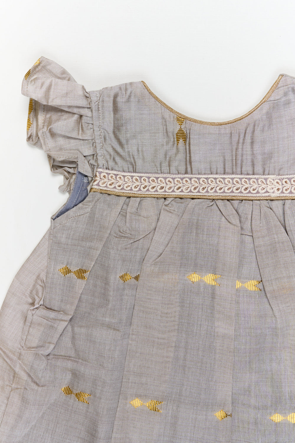 The Nesavu Girls Chanderi Frock Toddler Girl Frock for Weddings and Milestone Photoshoots Nesavu Nesavu toddler girl silk frock with golden butti for weddings and special photoshoot moments