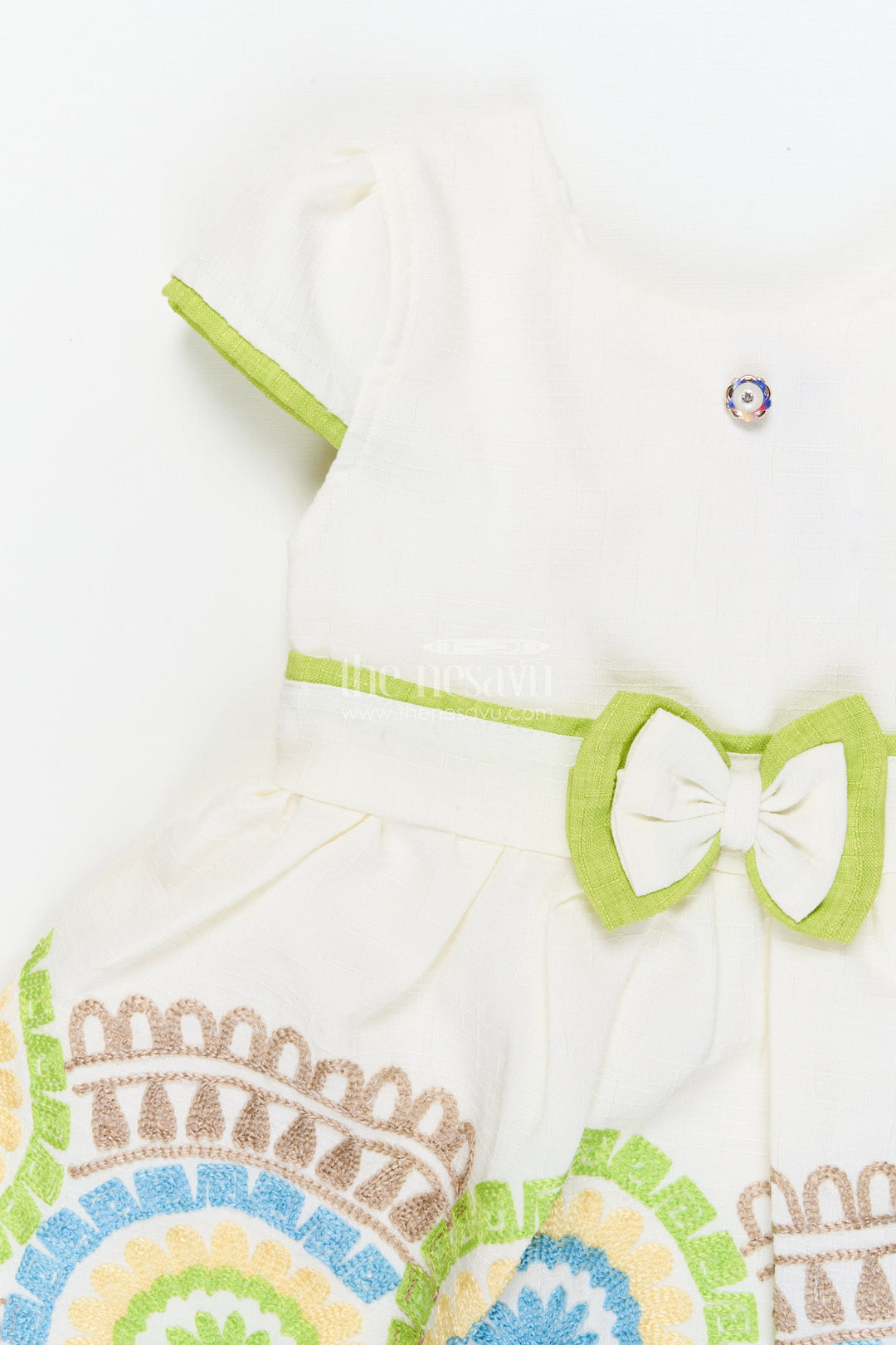 The Nesavu Girls Cotton Frock Toddler Girl Frock with Playful Embroidery for Birthdays and Casual Wear Nesavu Nesavu cotton embroidered frock for toddler girls – perfect for casual birthdays and playful outings