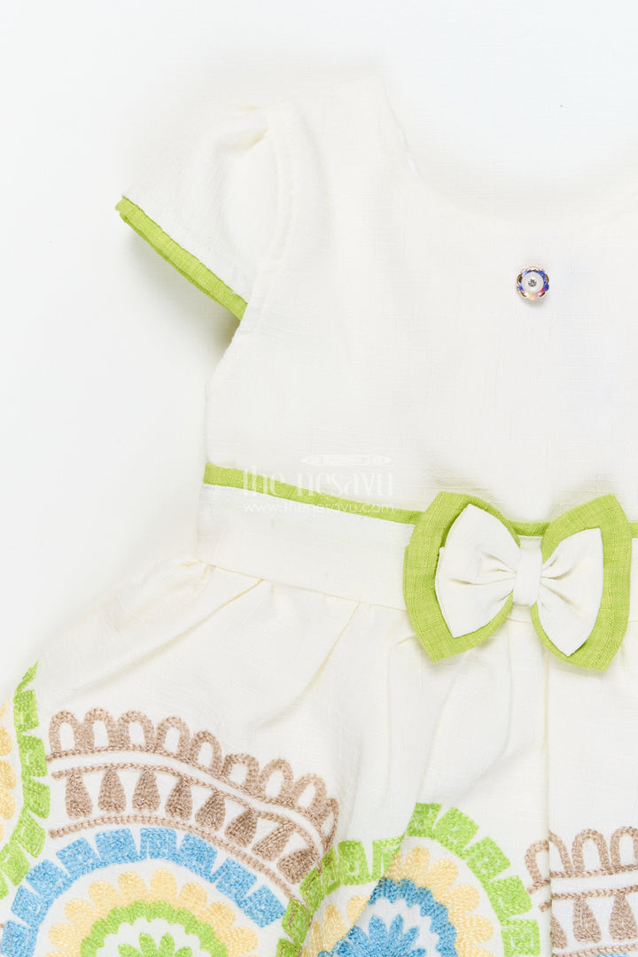 The Nesavu Girls Cotton Frock Toddler Girl Frock with Playful Embroidery for Birthdays and Casual Wear Nesavu Nesavu cotton embroidered frock for toddler girls – perfect for casual birthdays and playful outings