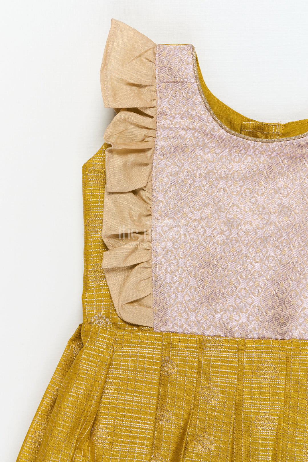 The Nesavu Girls Kanchi Silk Frock Toddler Girl Kanchi Silk Frock for Weddings and Cultural Celebrations Nesavu Nesavu toddler girl Kanchi silk frock for traditional events, weddings, and festive gatherings