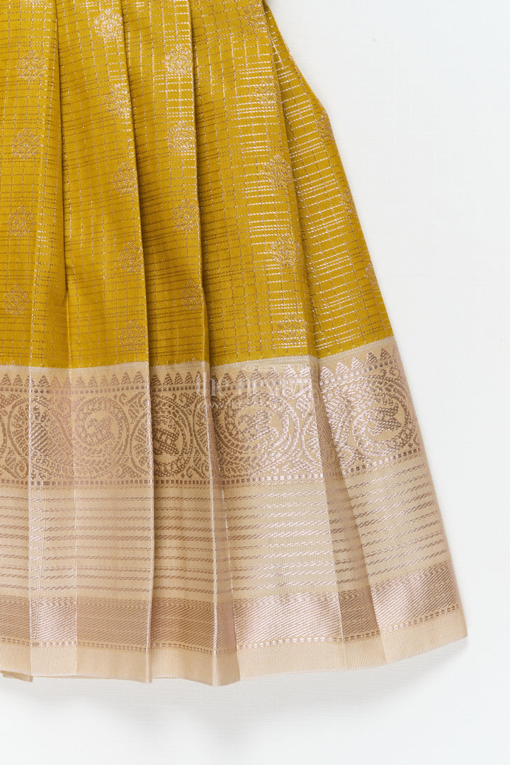 The Nesavu Girls Kanchi Silk Frock Toddler Girl Kanchi Silk Frock for Weddings and Cultural Celebrations Nesavu Nesavu toddler girl Kanchi silk frock for traditional events, weddings, and festive gatherings