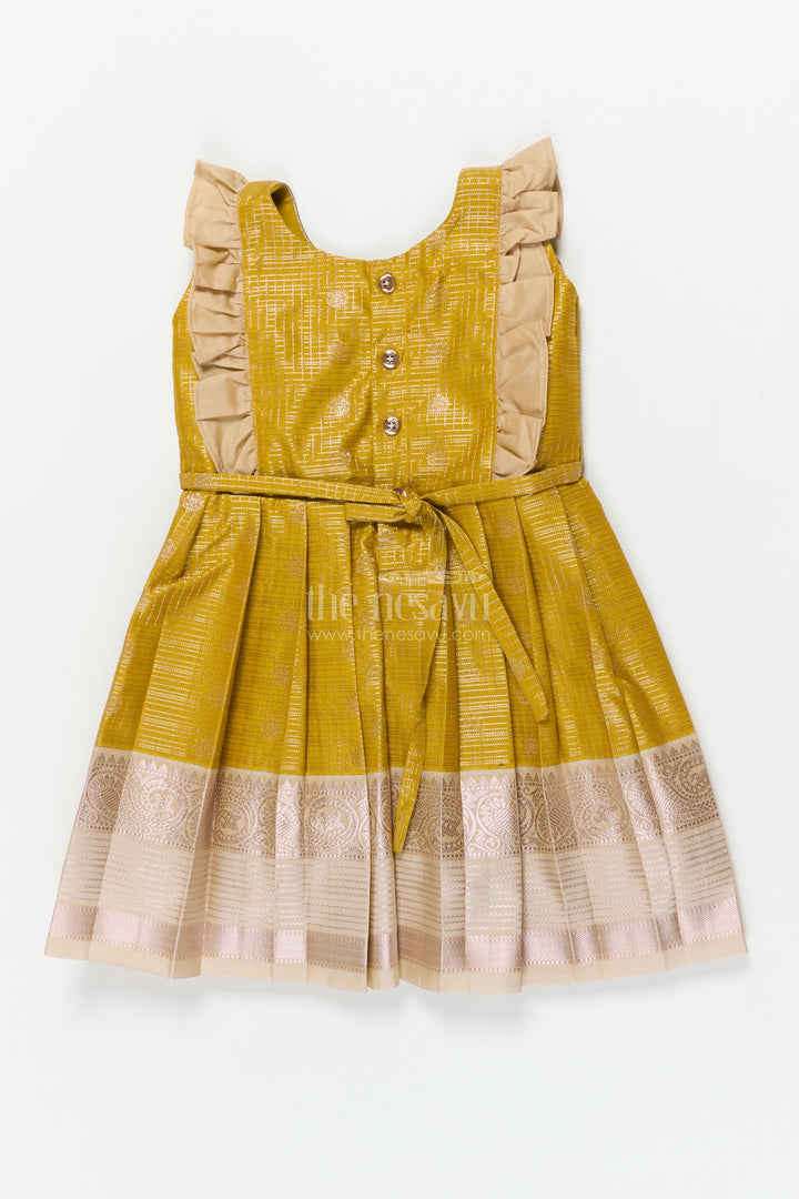 The Nesavu Girls Kanchi Silk Frock Toddler Girl Kanchi Silk Frock for Weddings and Cultural Celebrations Nesavu Nesavu toddler girl Kanchi silk frock for traditional events, weddings, and festive gatherings