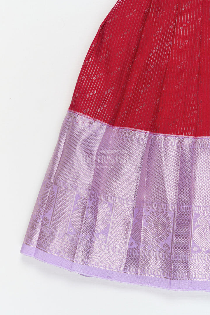 The Nesavu Girls Kanchi Silk Frock Toddler Girl Kanchi Silk Frock for Weddings and Festive Occasions Nesavu Nesavu toddler girl Kanchi silk frock for festive functions and family wedding celebrations