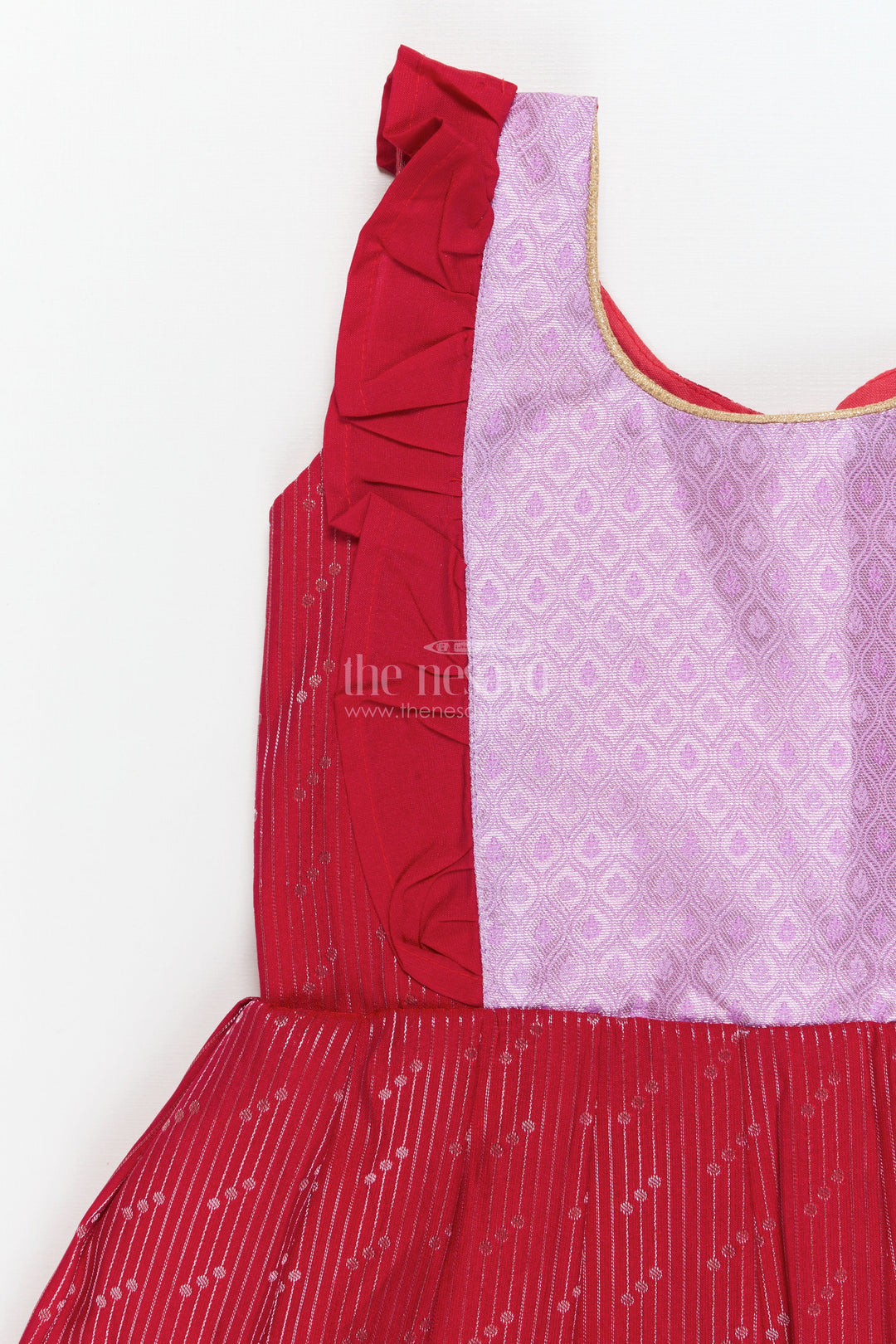 The Nesavu Girls Kanchi Silk Frock Toddler Girl Kanchi Silk Frock for Weddings and Festive Occasions Nesavu Nesavu toddler girl Kanchi silk frock for festive functions and family wedding celebrations