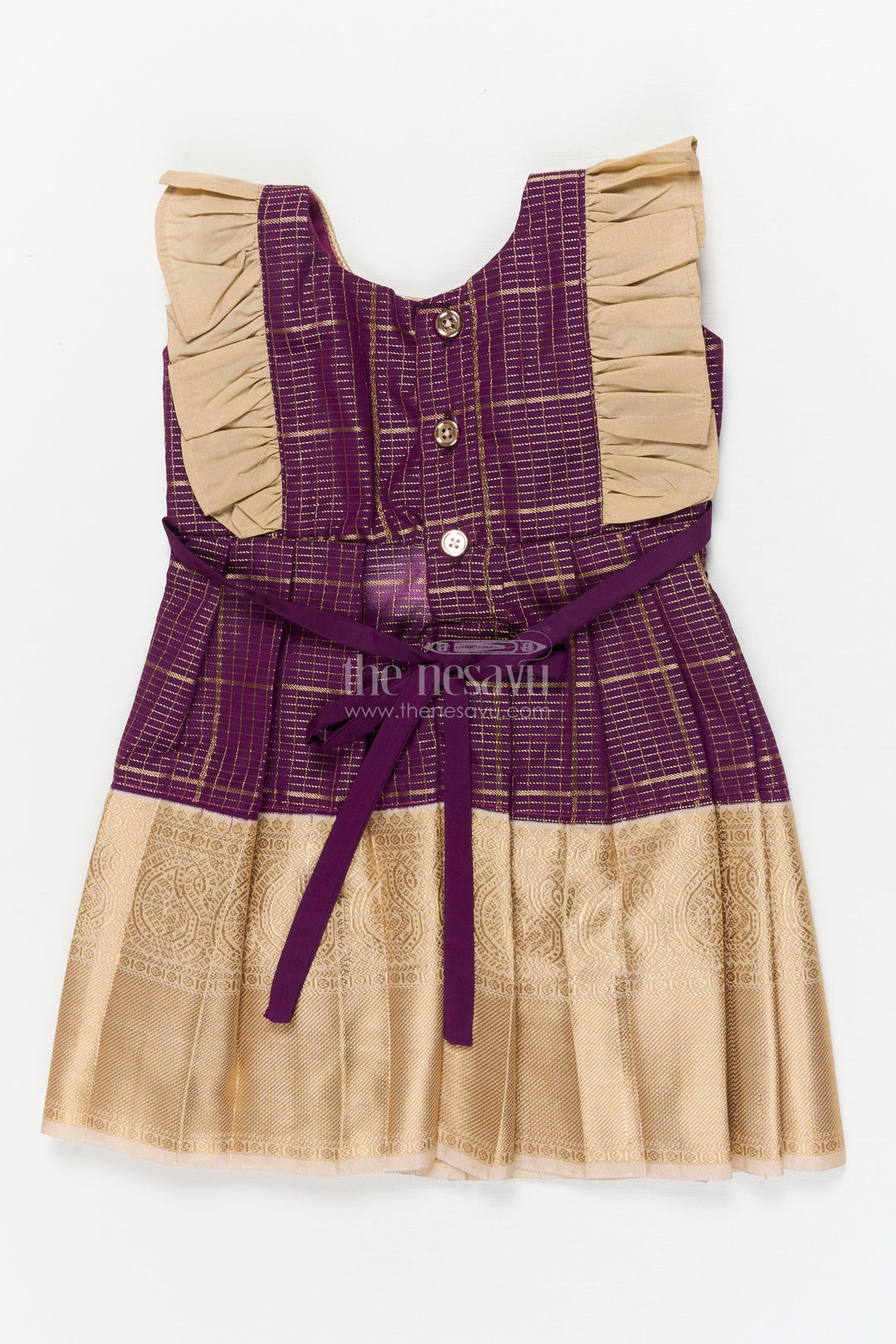 The Nesavu Girls Kanchi Silk Frock Toddler Girl Kanchi Silk Frock for Weddings and Traditional Day Celebrations Nesavu Nesavu toddler girl Kanchi silk frock for weddings, cultural events, and traditional school celebrations