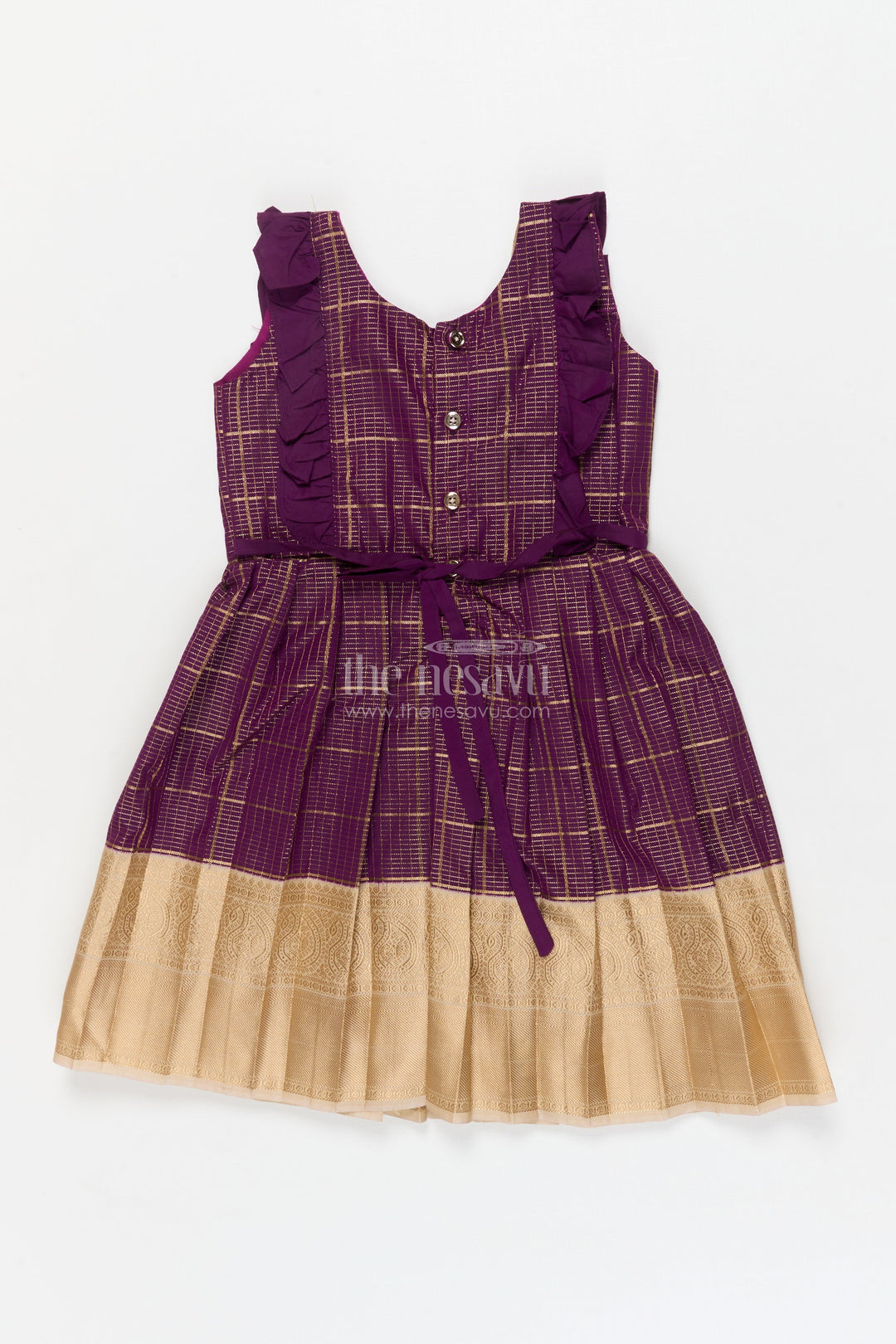 The Nesavu Girls Kanchi Silk Frock Toddler Girl Kanchi Silk Frock for Weddings and Traditional Day Celebrations Nesavu Nesavu toddler girl Kanchi silk frock for weddings, cultural events, and traditional school celebrations