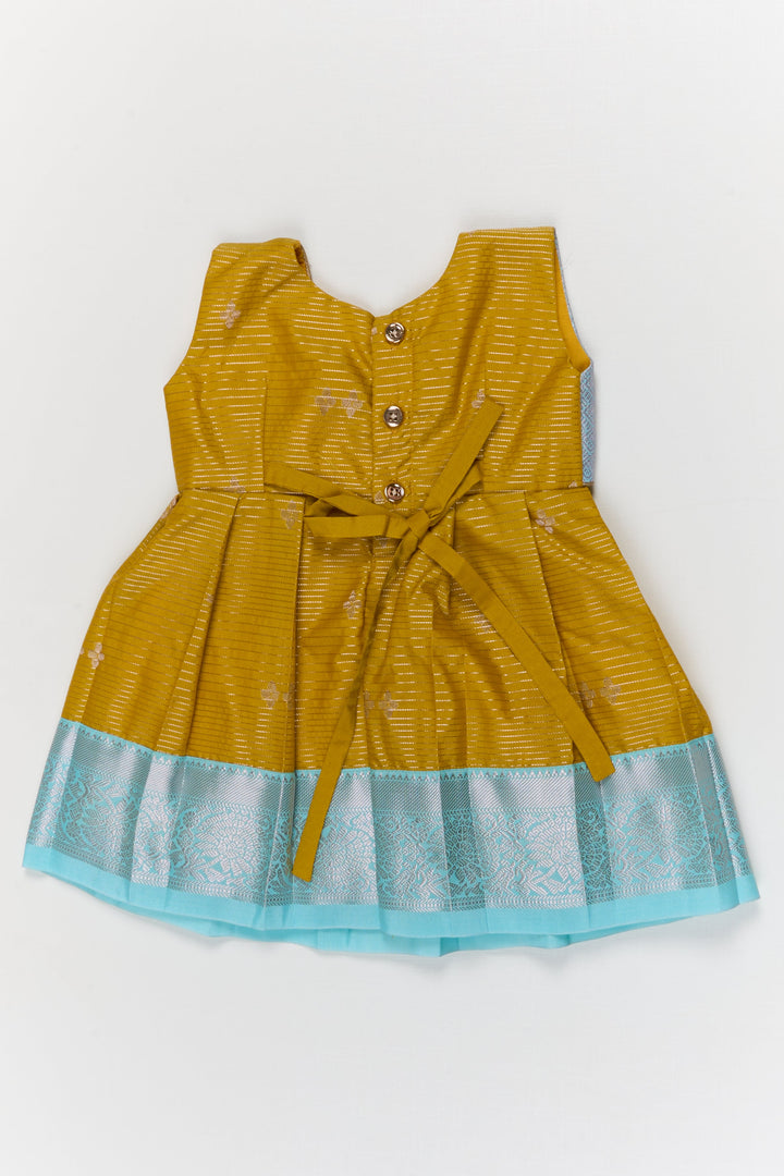 The Nesavu Girls Kanchi Silk Frock Toddler Girl Kanchipuram Silk Frock for Weddings and Festive Functions Nesavu Nesavu kanchipuram silk frock for toddler girls with pleats and festive jacket design